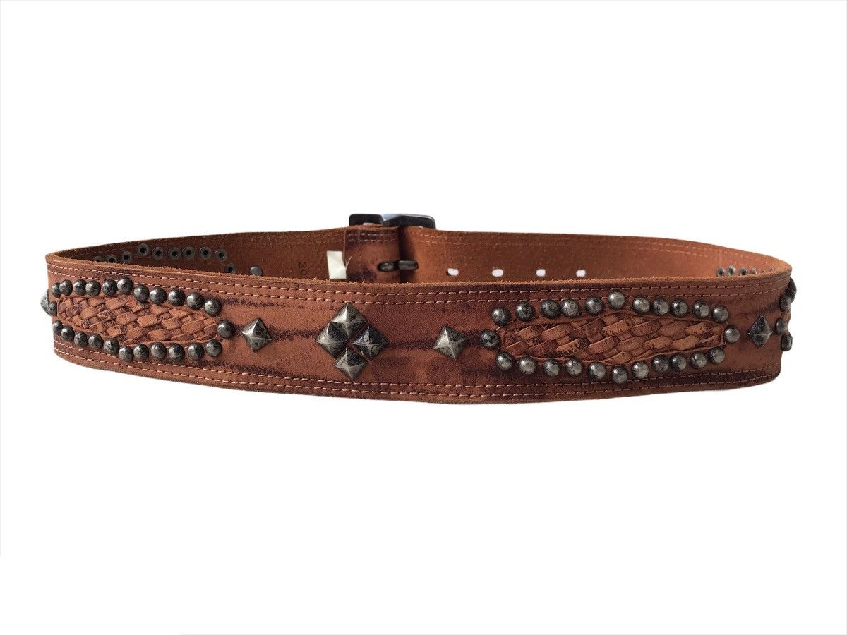 小物 vintage studs belt Vintage Studded Belt ZigZag Studs Real Leather | Women's