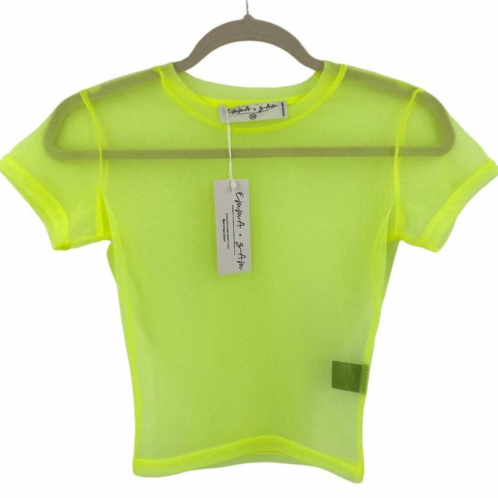 Emma + Sam Emma & Sam Womens Crop Baby Tee Top Neon Yellow XS Beach 80s ...