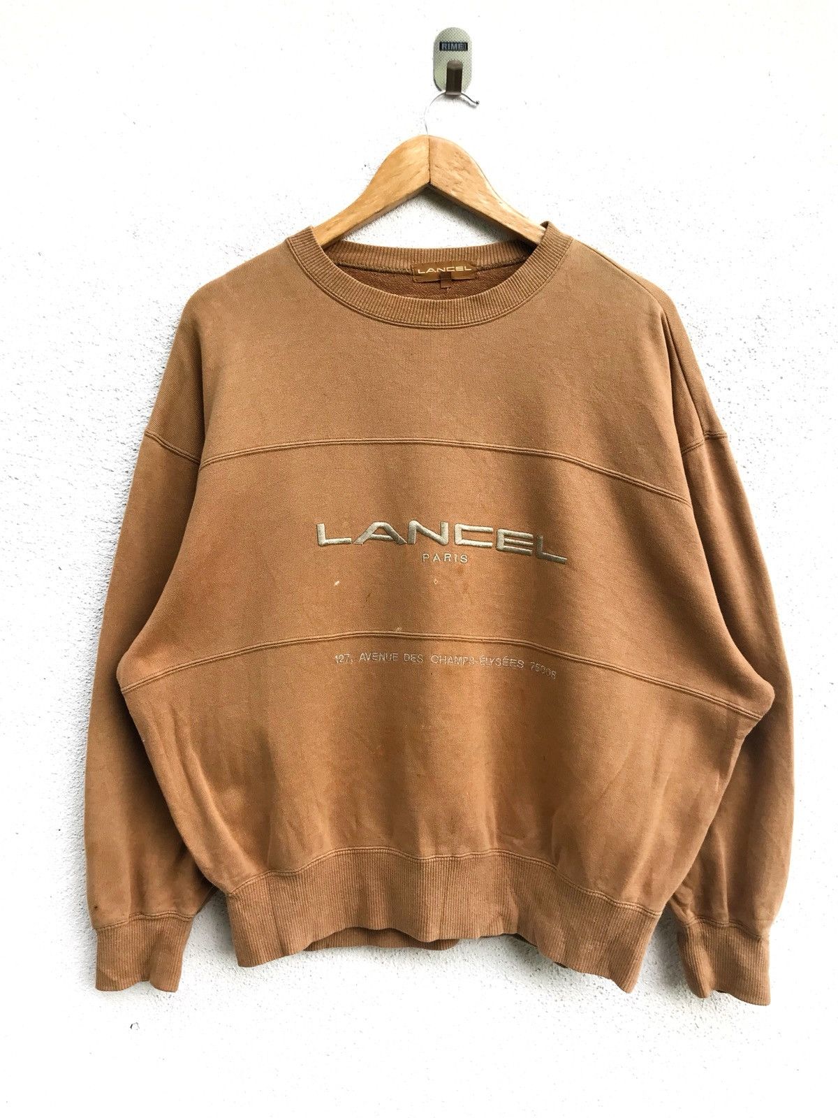 image of Lancel Paris Big Logo Sweatshirt Crewneck Sweater in Brown, Men's (Size Medium)