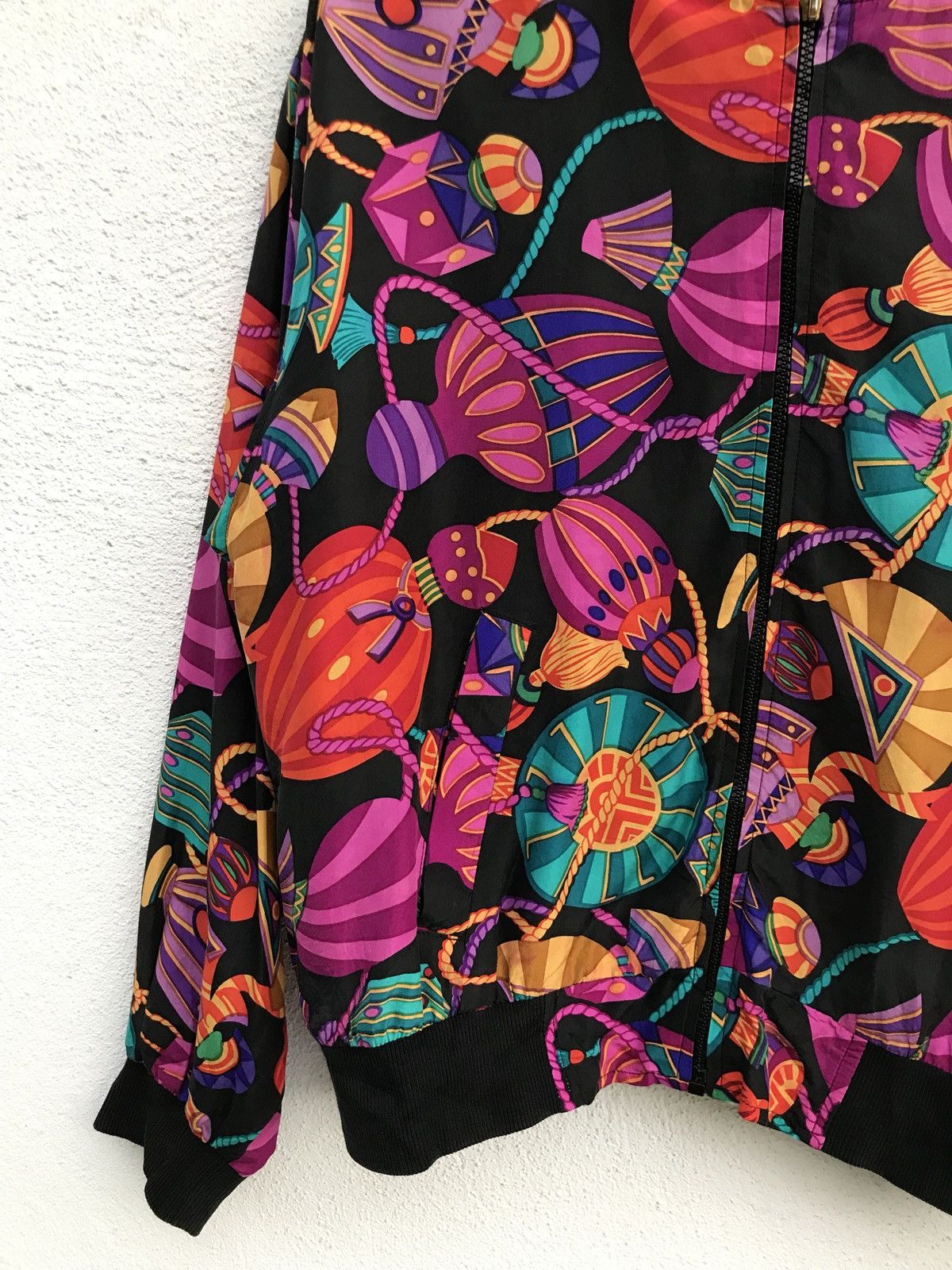 Japanese Brand 100% Silk Petite Sophisticated Zipper Baroque Bomber Jacket Size US M / EU 48-50 / 2 - 3 Thumbnail