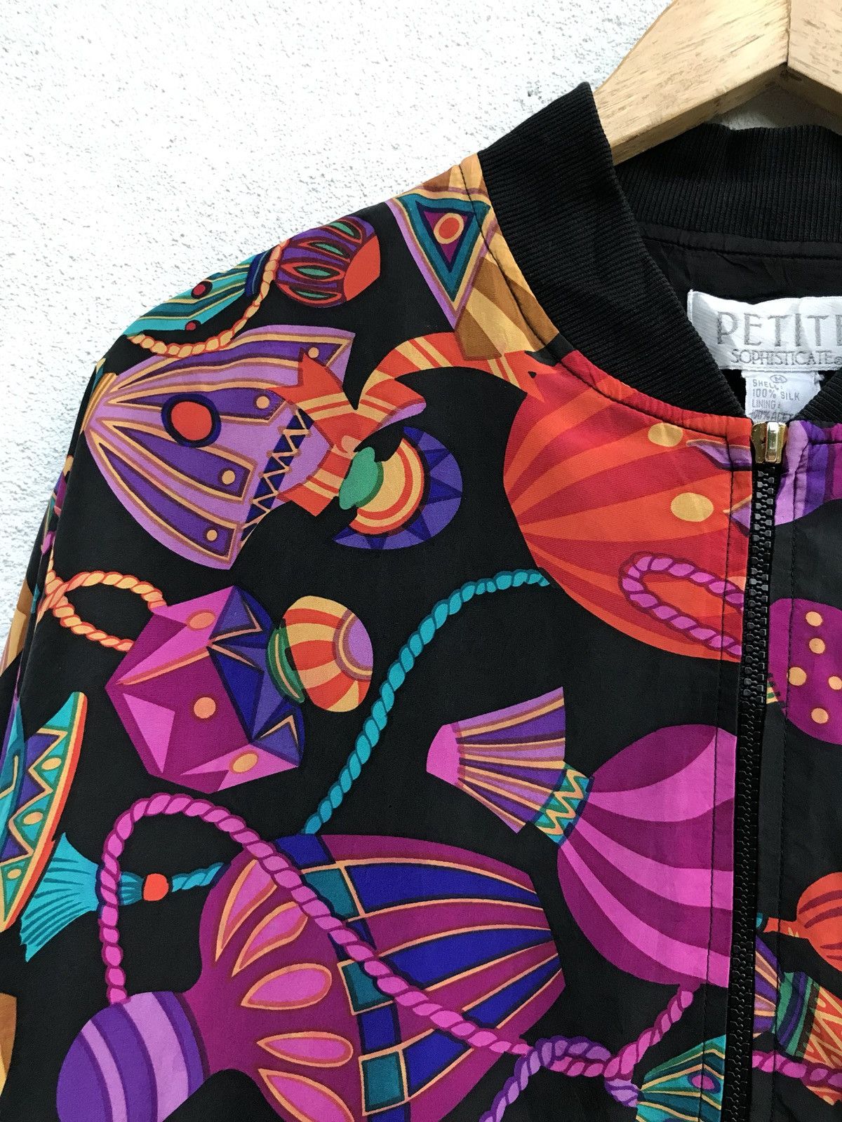 Japanese Brand 100% Silk Petite Sophisticated Zipper Baroque Bomber Jacket Size US M / EU 48-50 / 2 - 6 Thumbnail