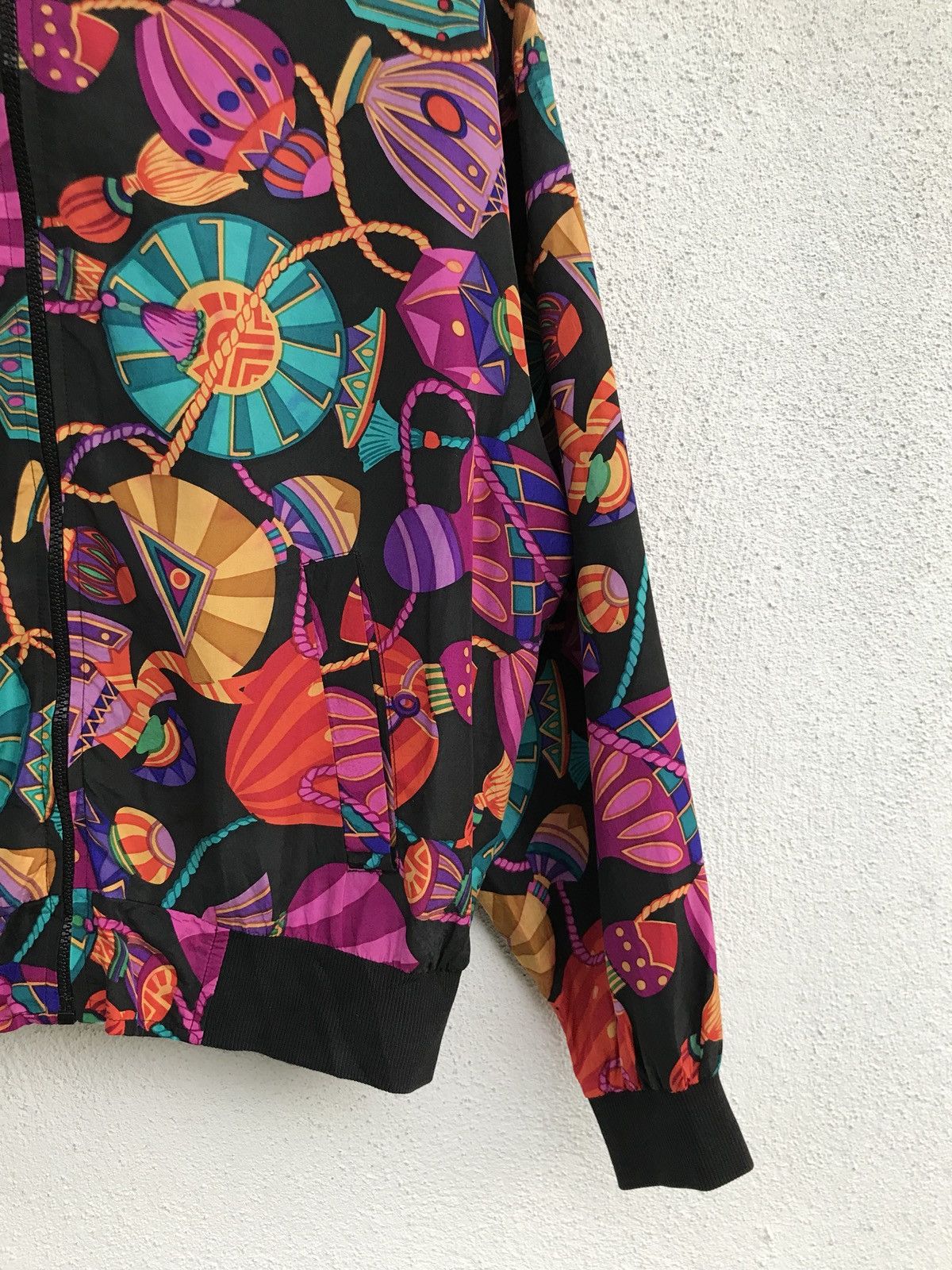 Japanese Brand 100% Silk Petite Sophisticated Zipper Baroque Bomber Jacket Size US M / EU 48-50 / 2 - 4 Thumbnail