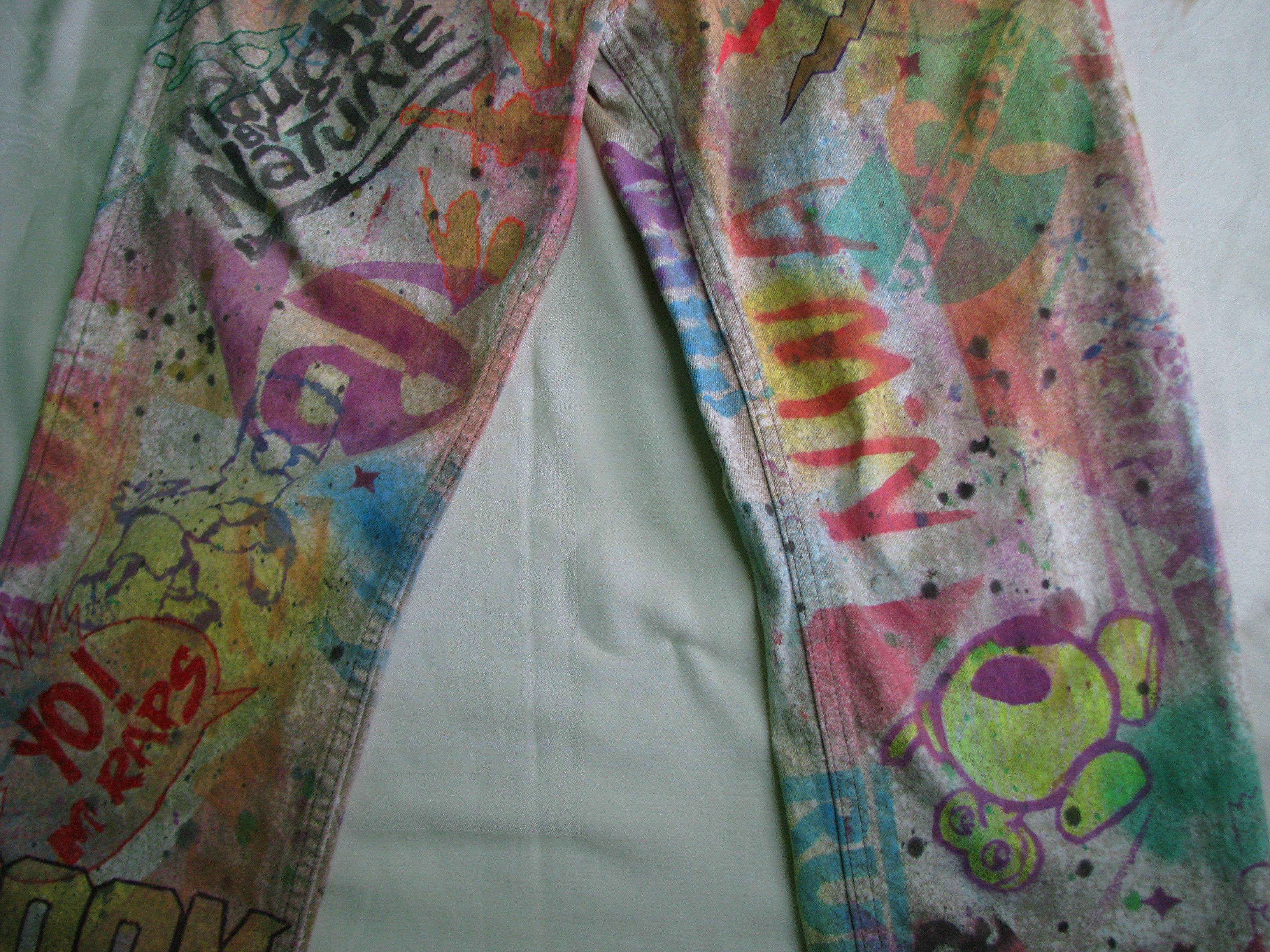 Lee Eye Drop Hand-Painted Custom Acid-Wash Jeans Size US 33 - 3 Thumbnail