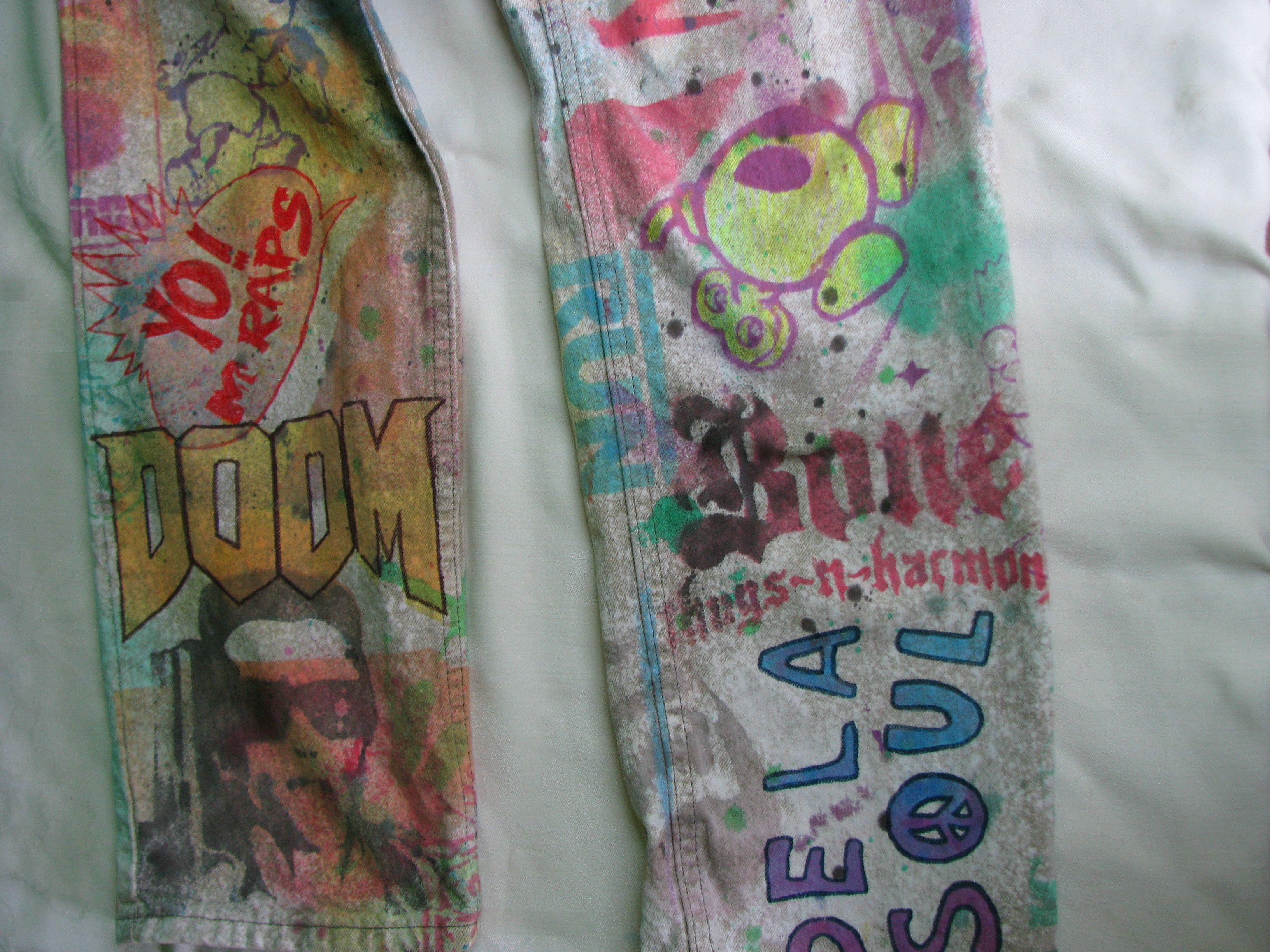 Lee Eye Drop Hand-Painted Custom Acid-Wash Jeans Size US 33 - 4 Thumbnail