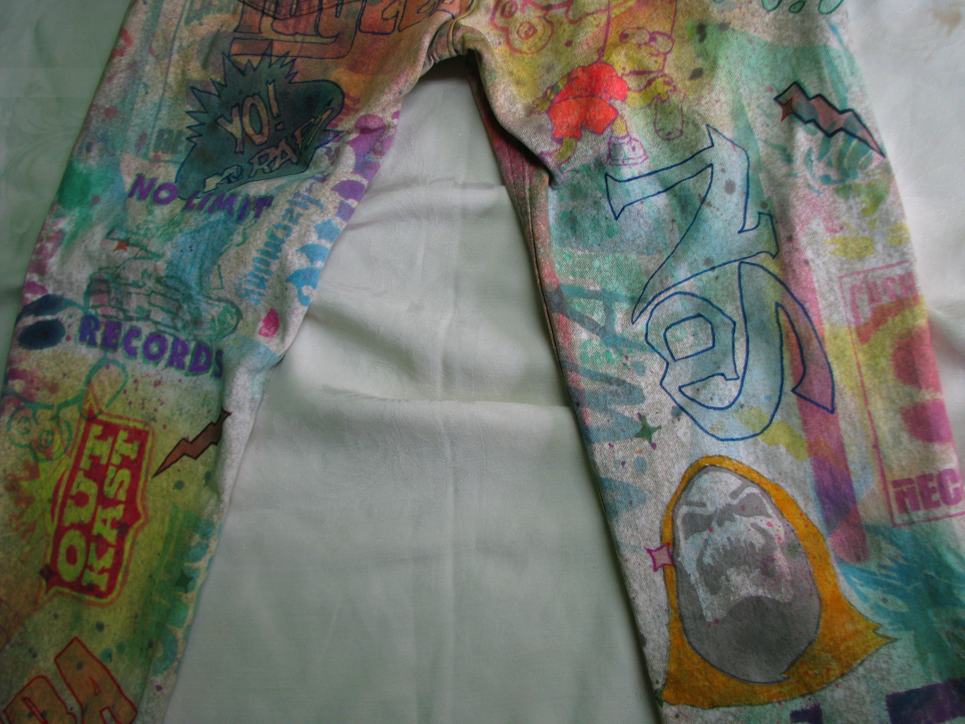 Lee Eye Drop Hand-Painted Custom Acid-Wash Jeans Size US 33 - 8 Thumbnail