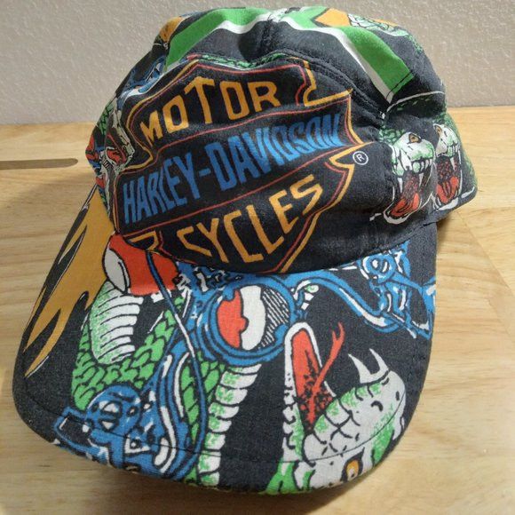 Harley Davidson × Vintage Custom Harley Davidson Snakes 5 Panel Hat - Size ONE SIZE - 1 Thumbnail