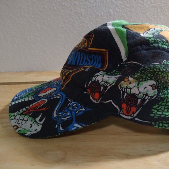 Harley Davidson × Vintage Custom Harley Davidson Snakes 5 Panel Hat - Size ONE SIZE - 3 Thumbnail