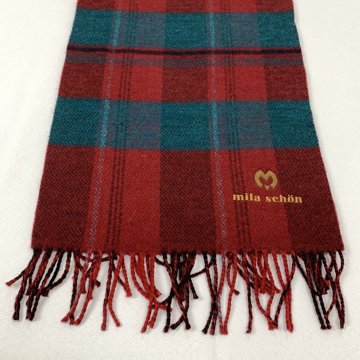 Mila Schon × Other MILA SCHON Fringed Tartan Plaid Cashmere Wool Muffler Scarf Size ONE SIZE - 7 Thumbnail
