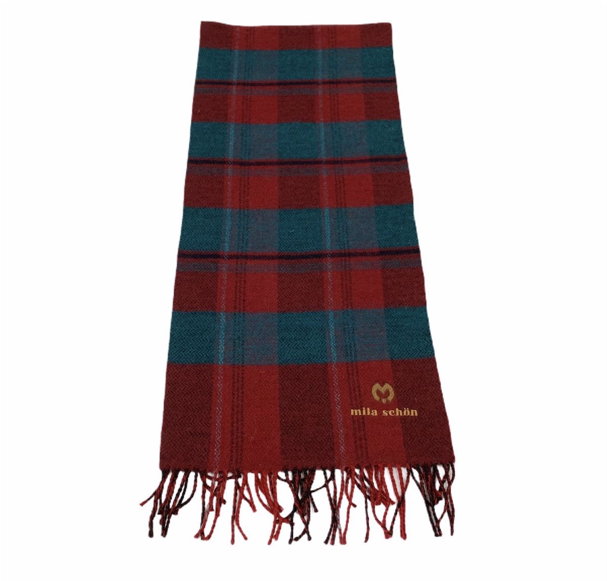 Mila Schon × Other MILA SCHON Fringed Tartan Plaid Cashmere Wool Muffler Scarf Size ONE SIZE - 5 Thumbnail