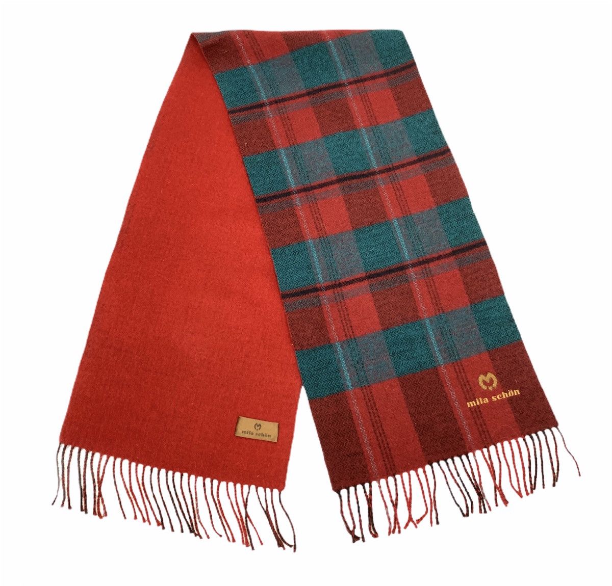 Mila Schon × Other MILA SCHON Fringed Tartan Plaid Cashmere Wool Muffler Scarf Size ONE SIZE - 4 Thumbnail