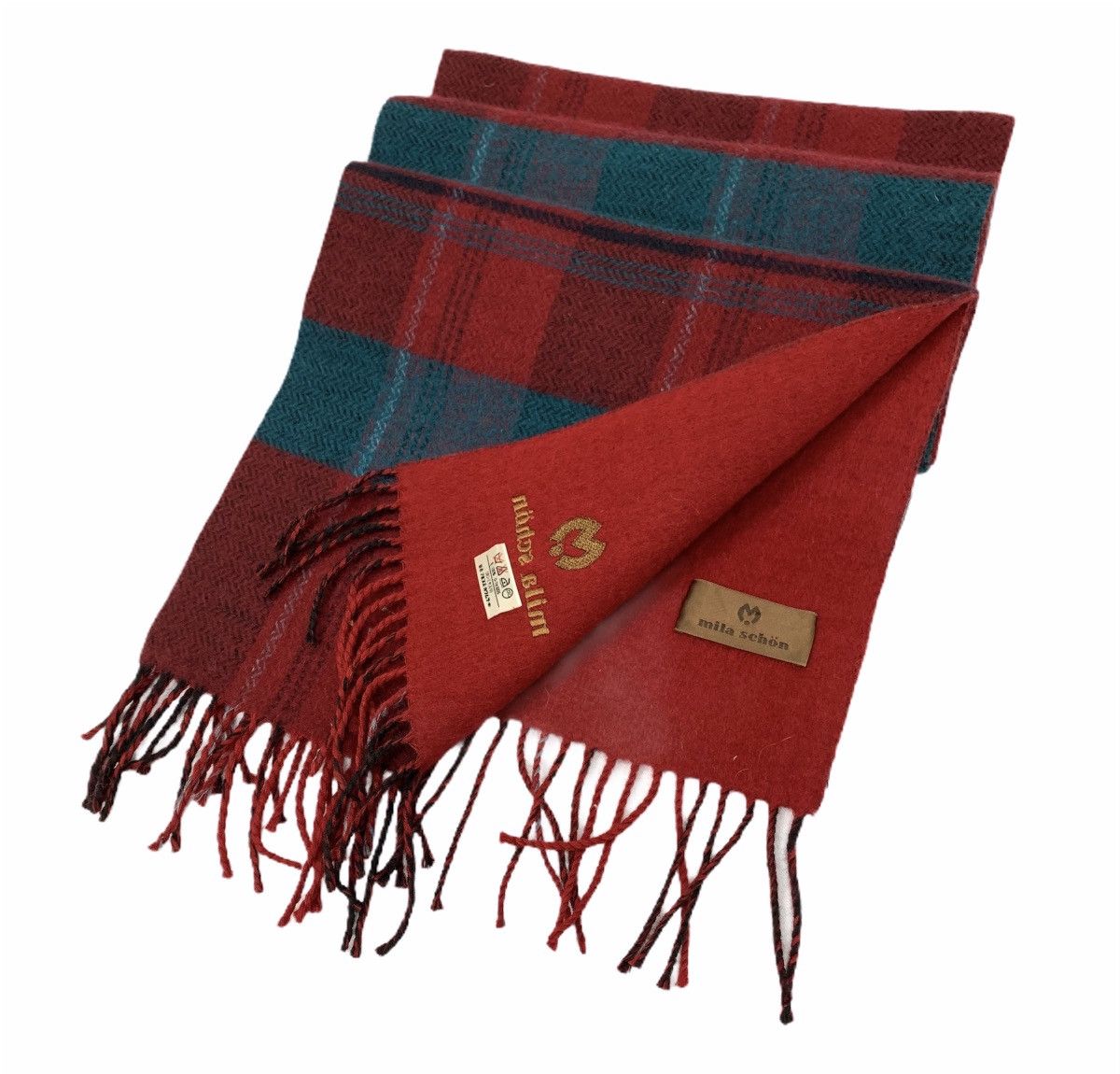 Mila Schon × Other MILA SCHON Fringed Tartan Plaid Cashmere Wool Muffler Scarf Size ONE SIZE - 3 Thumbnail