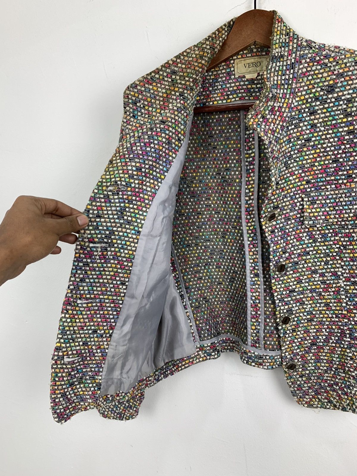 Cross Colours × Japanese Brand × Rainbow VERO Vintage Rainbow Embroidered Mohair Rayon Blazer Jacket Size S / US 4 / IT 40 - 13 Thumbnail
