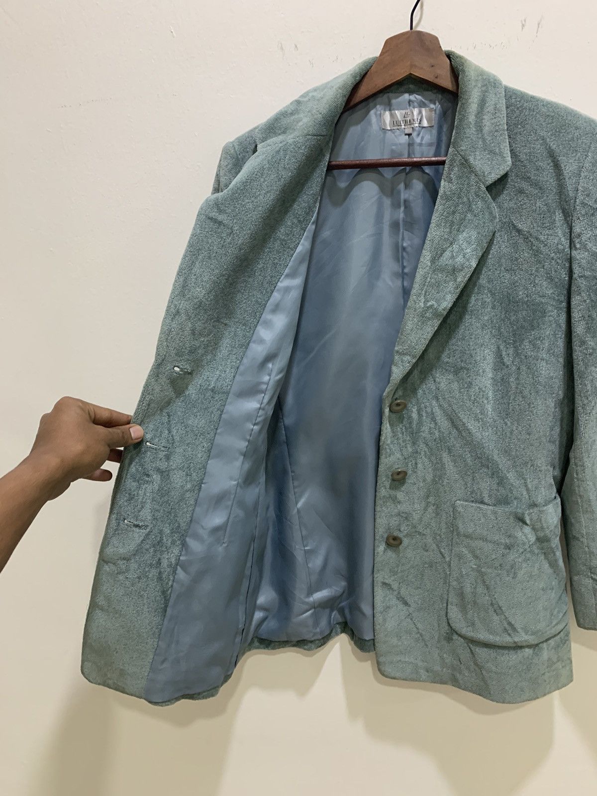 Other LUITHEMIS Rayon Fleece Luxury Rare Officewear Blazer Jacket Size 40R - 17 Thumbnail