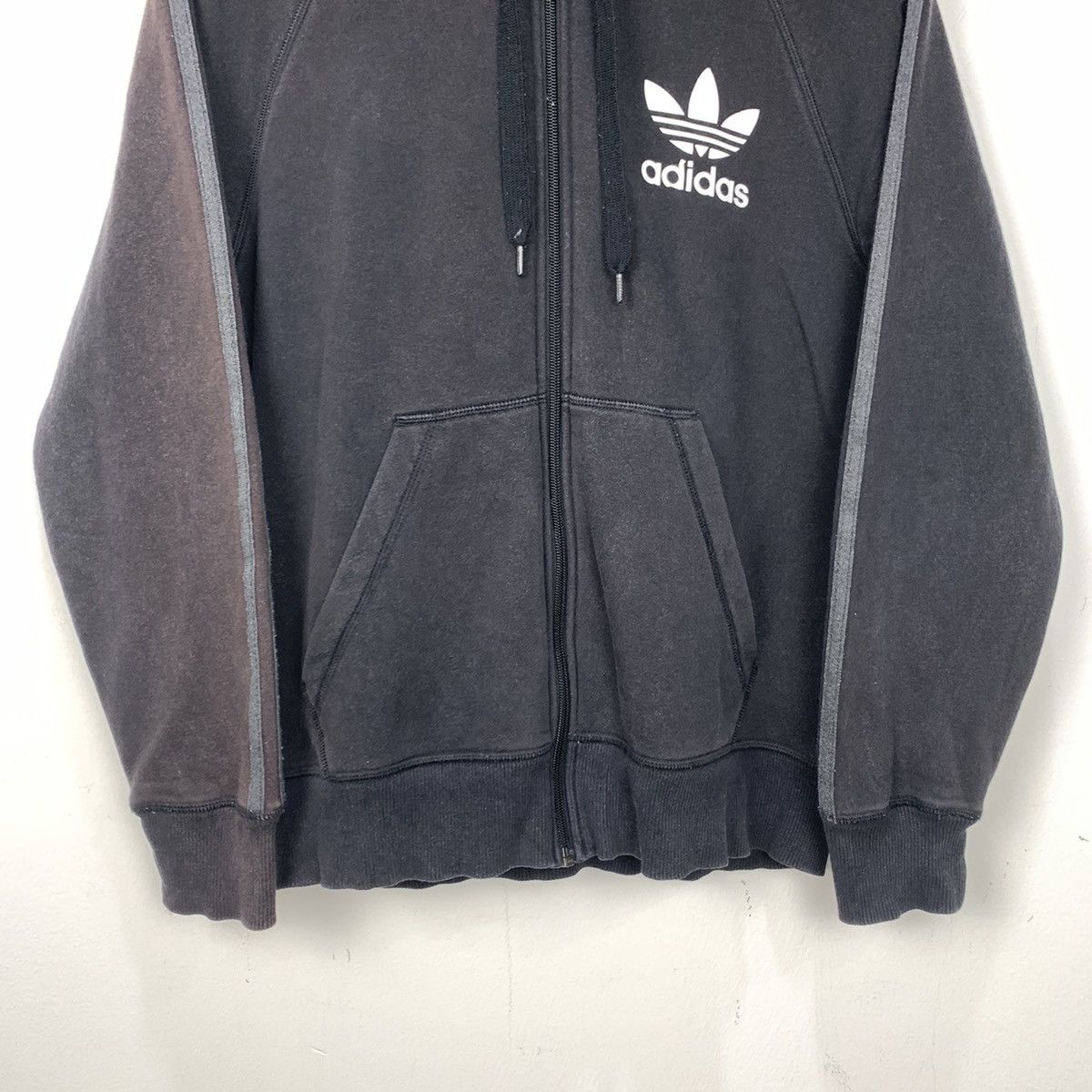 Adidas × Vintage Vintage ADIDAS 3 Striped Faded Zipper Sweater Hoodie Jacket Size US M / EU 48-50 / 2 - 6 Thumbnail