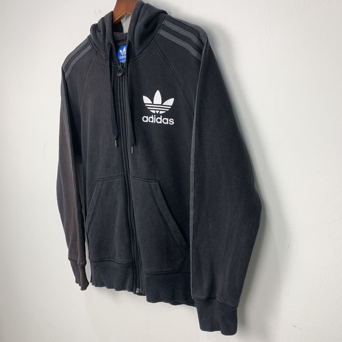 Adidas × Vintage Vintage ADIDAS 3 Striped Faded Zipper Sweater Hoodie Jacket Size US M / EU 48-50 / 2 - 8 Thumbnail