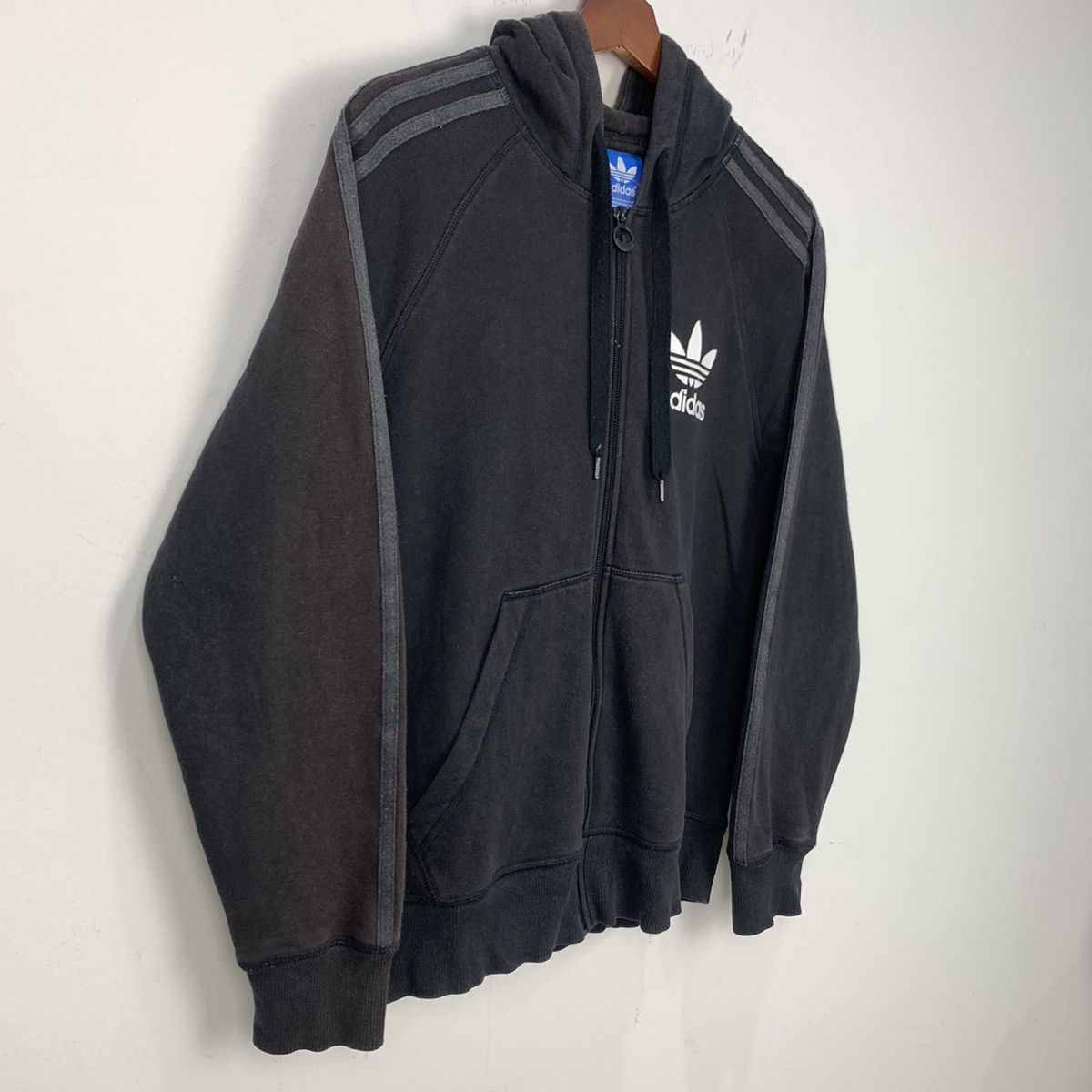 Adidas × Vintage Vintage ADIDAS 3 Striped Faded Zipper Sweater Hoodie Jacket Size US M / EU 48-50 / 2 - 7 Thumbnail