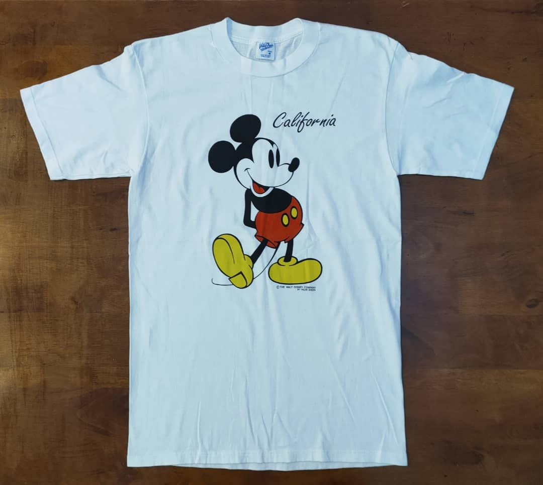 image of Disney x Mickey Mouse Vintage Mickey California Velva Sheen in White, Men's (Size Small)