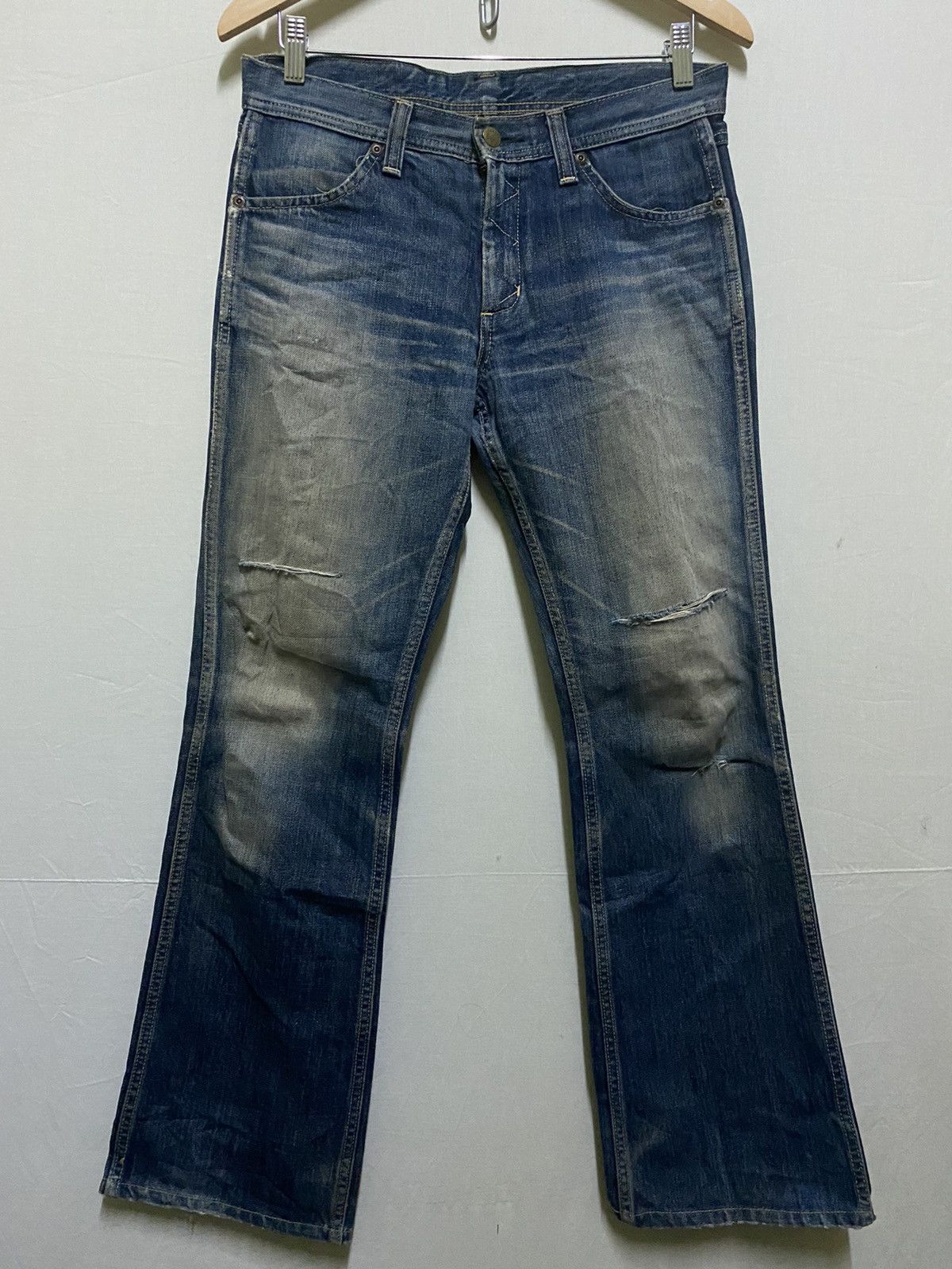 Lee × Vintage Lee Flare Denim Distressed Jeans Size US 30 / EU 46 - 1 Thumbnail