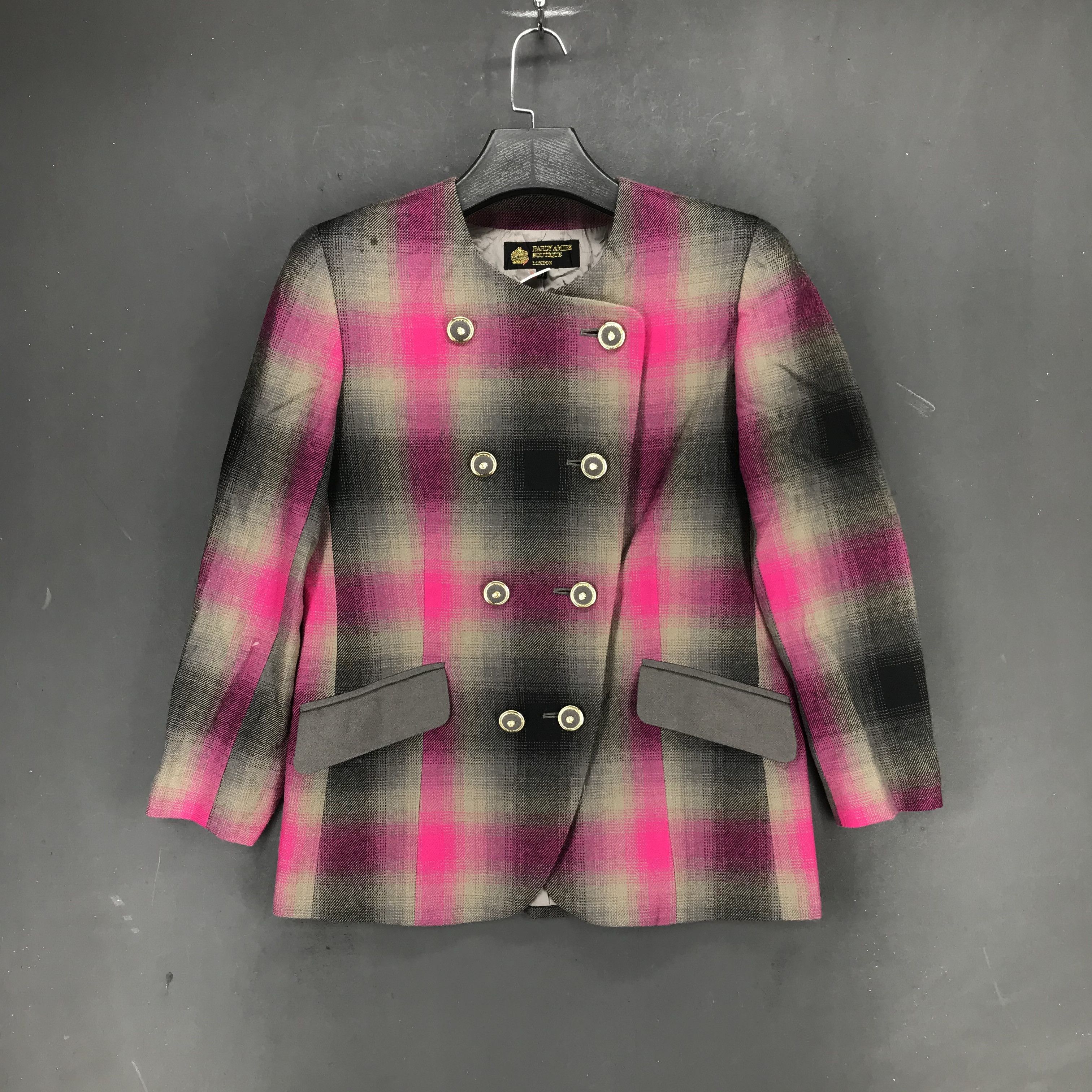 HARDY AMIES BOUTIQUE LONDON　43　ジャケット　XL VTG 80s..HARDY AMIES LONDON..BLACK..LEATHER..CAFE RACER