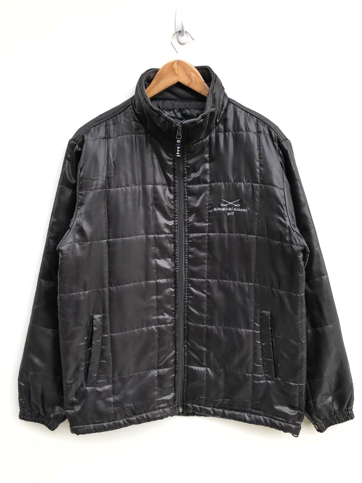 image of Hiromichi Nakano Golf Quilted Zipper Jacket in Black, Men's (Size Large)