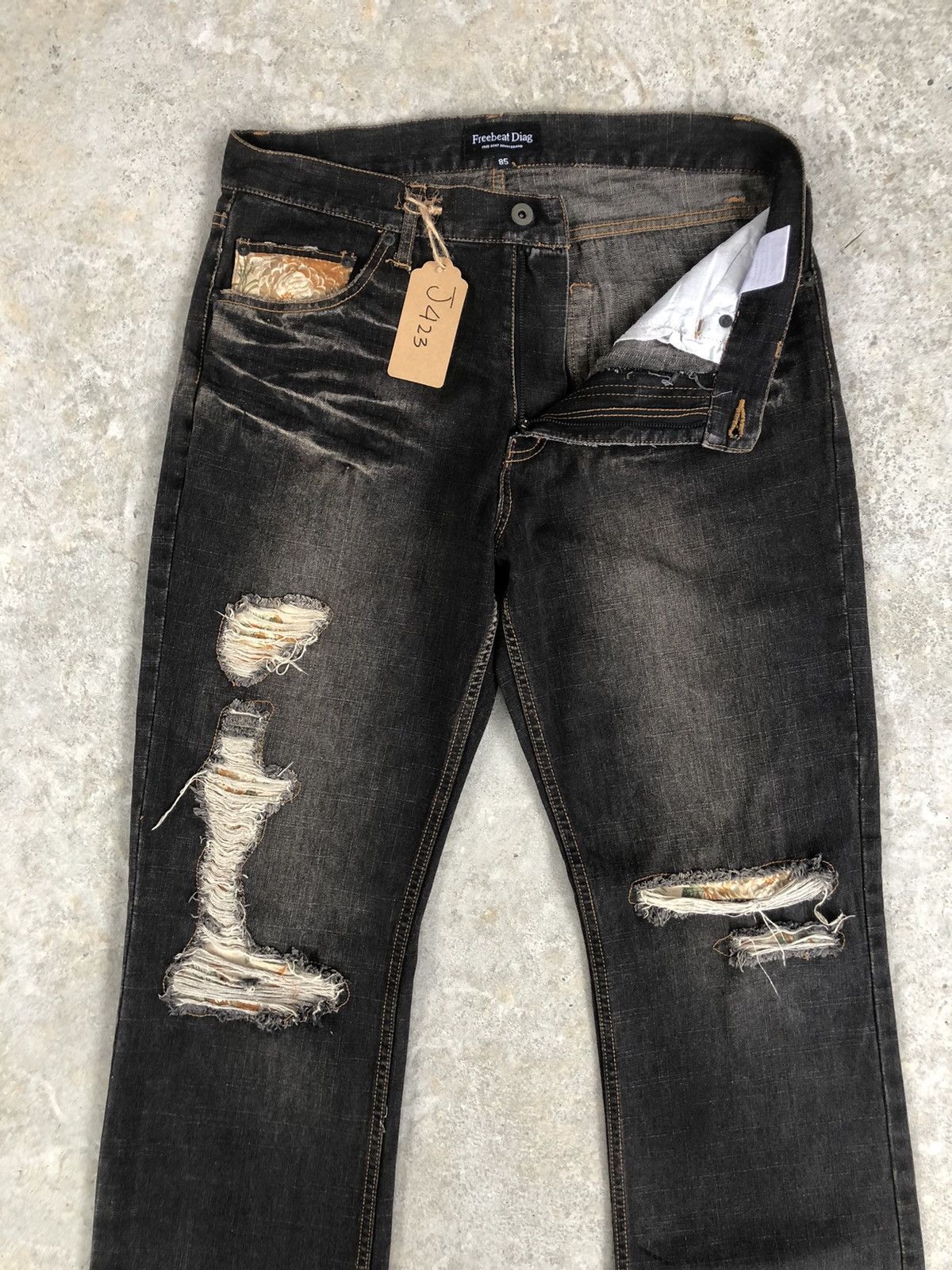 If Six Was Nine Japanese Freebeat Flared Jeans Distressed Jeans Size US 33 - 3 Thumbnail
