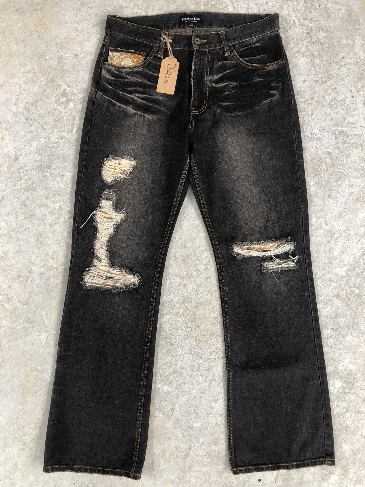 If Six Was Nine Japanese Freebeat Flared Jeans Distressed Jeans Size US 33 - 1 Thumbnail