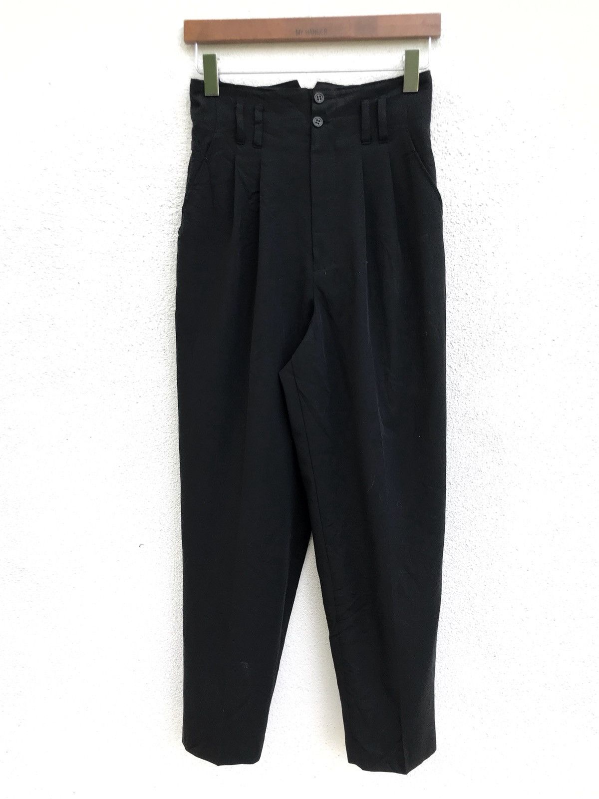 Japanese Brand × Vintage Japanese Brand Witty High Waist Black Cotton Rayon Pants Size US 26 / EU 42 - 2 Thumbnail