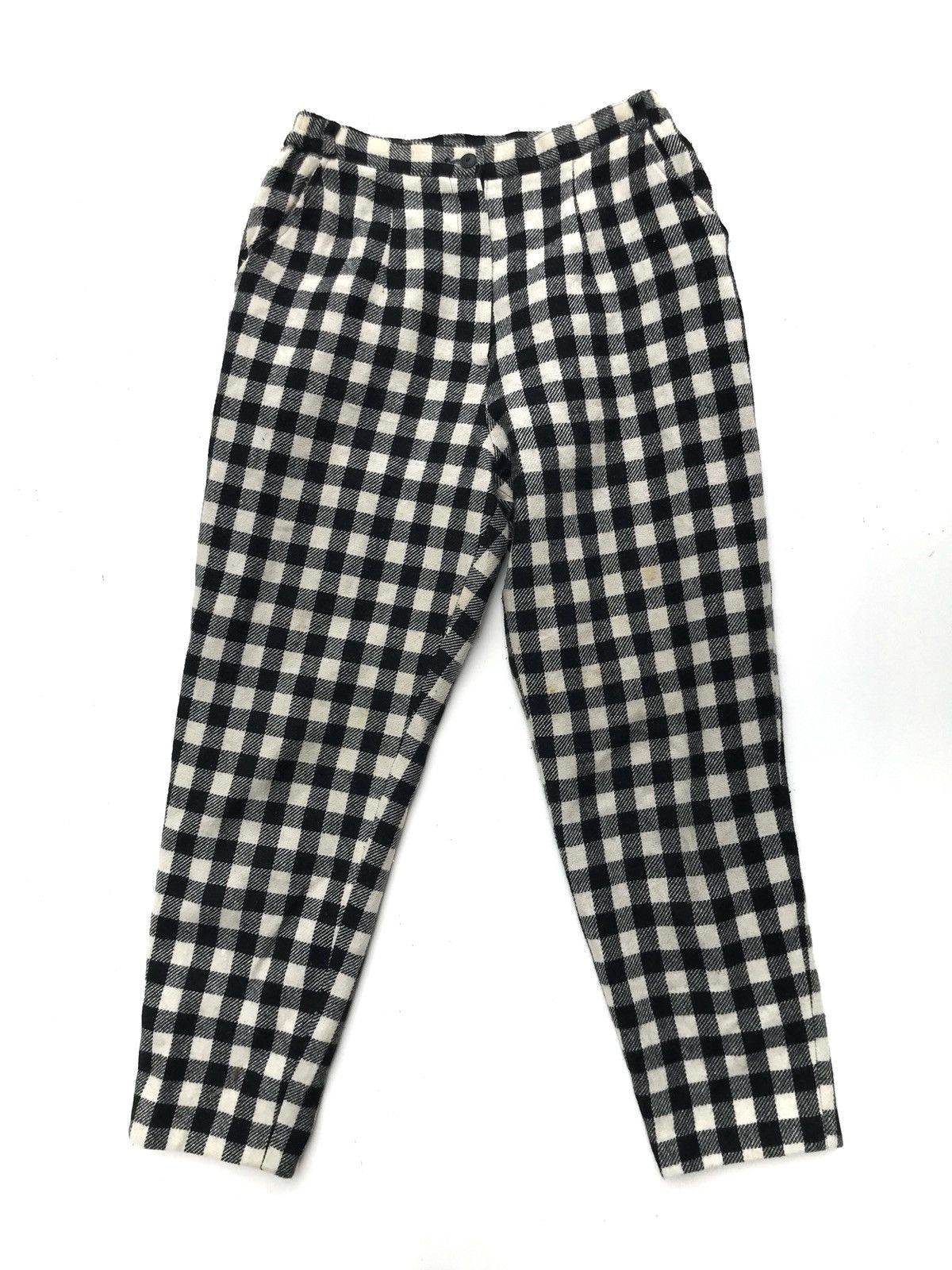 Japanese Brand Vintage Japanese Cropped Wool Checked Plaid Tartan Pants Size US 26 / EU 42 - 1 Thumbnail