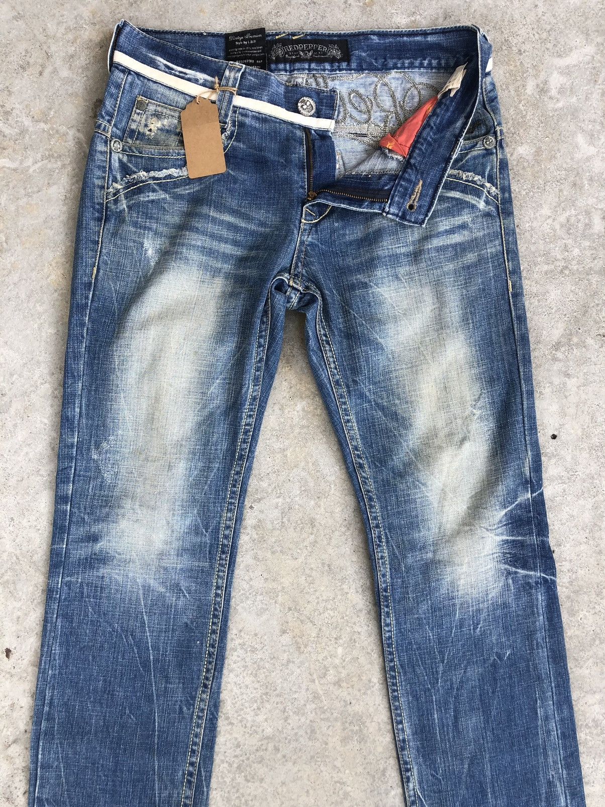 Japanese Brand Japanese Redpepper Embroidered Jeans Distressed Jeans Size US 33 - 5 Thumbnail