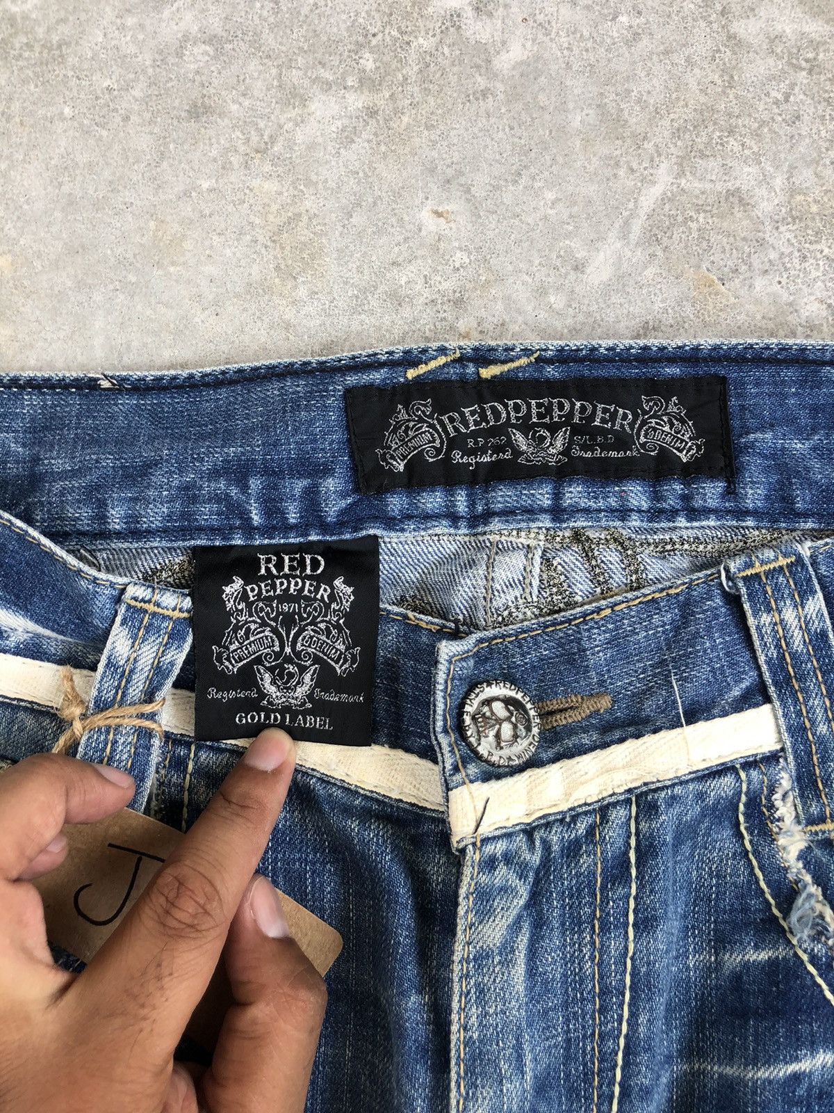 Japanese Brand Japanese Redpepper Embroidered Jeans Distressed Jeans Size US 33 - 18 Thumbnail
