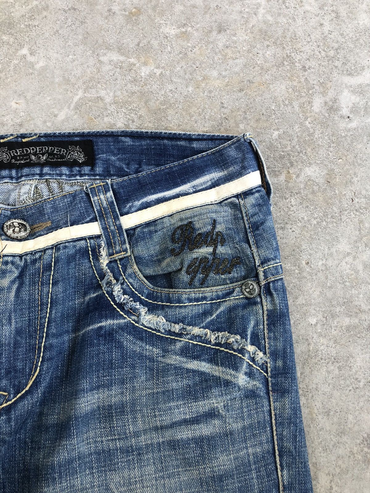 Japanese Brand Japanese Redpepper Embroidered Jeans Distressed Jeans Size US 33 - 9 Thumbnail