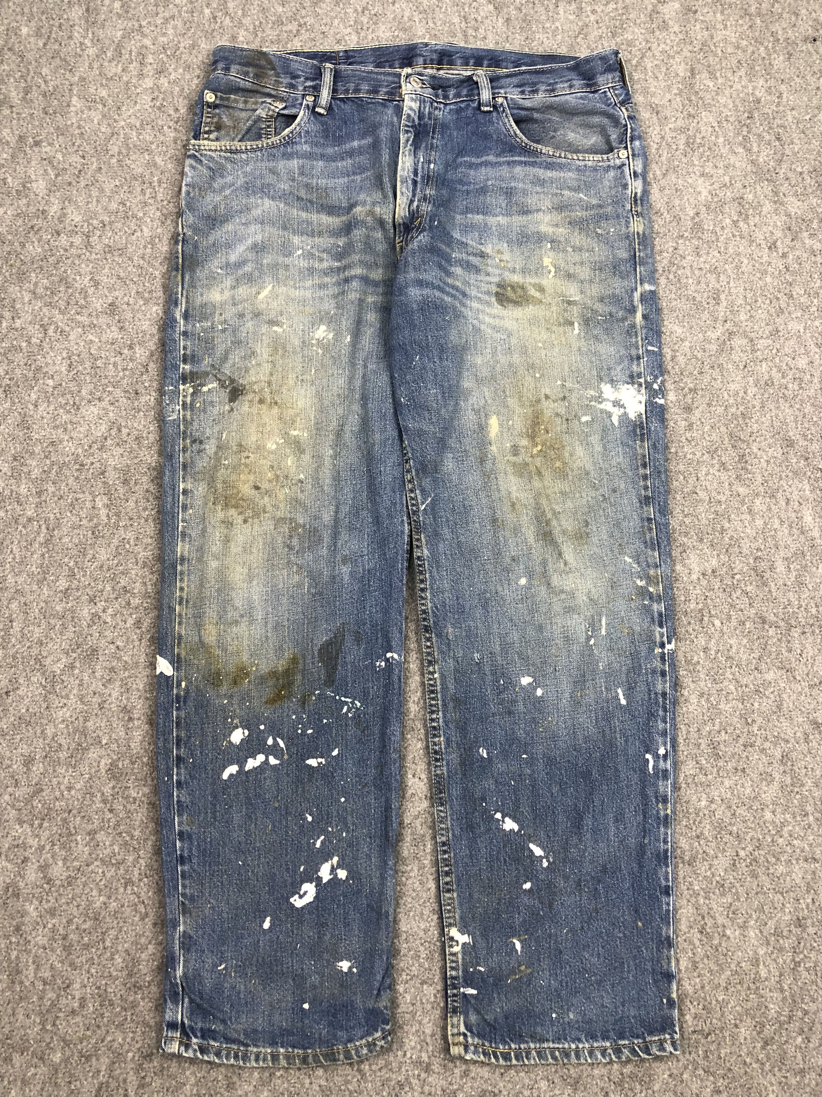 Vintage Levis 550 Splatter Painter Faded Blue Jeans DP0446