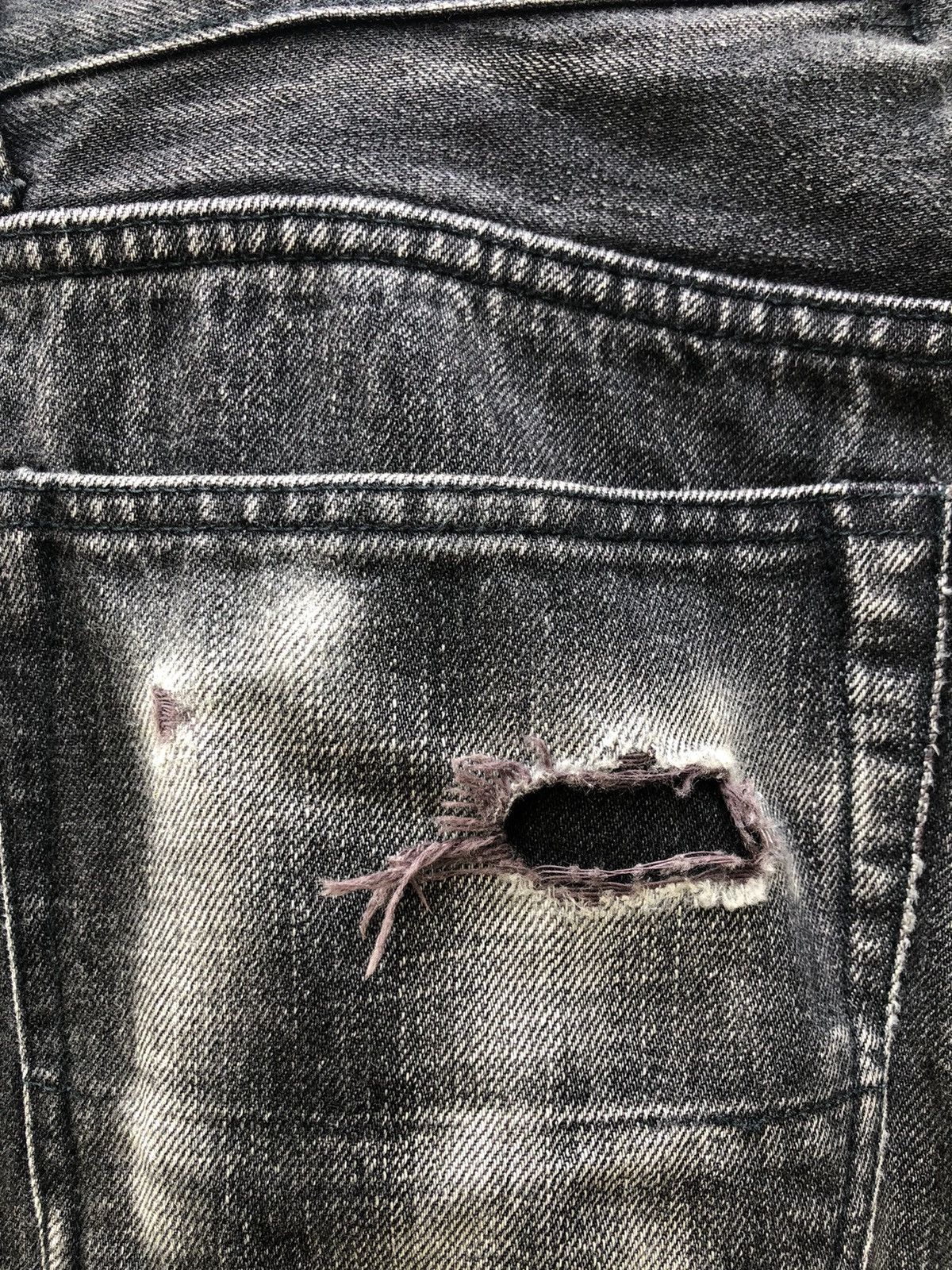 Beams Plus Beams + Japan Ripped Faded Black Denim Selvedge Jeans Size US 29 - 19 Thumbnail