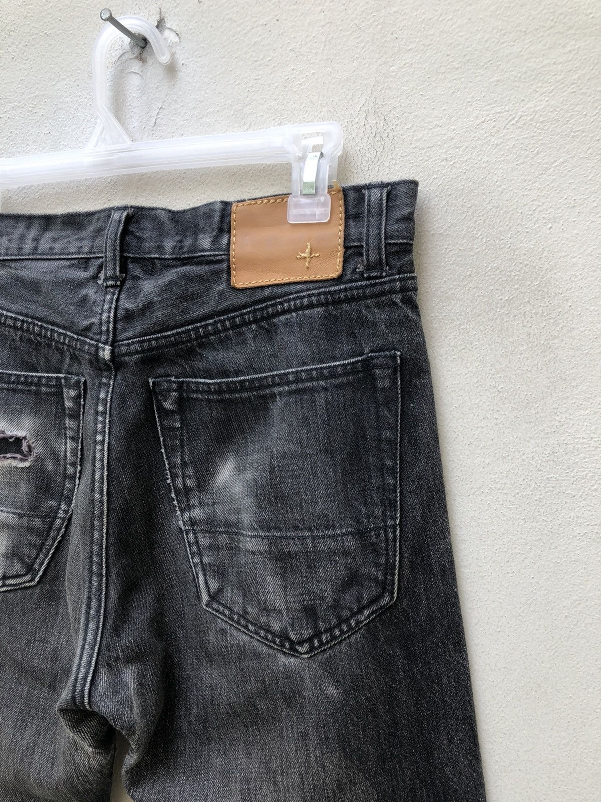 Beams Plus Beams + Japan Ripped Faded Black Denim Selvedge Jeans Size US 29 - 22 Thumbnail