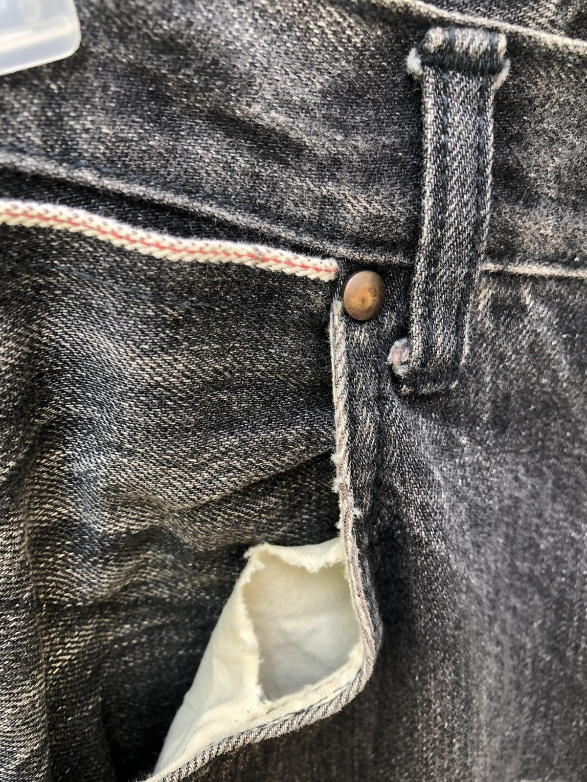 Beams Plus Beams + Japan Ripped Faded Black Denim Selvedge Jeans Size US 29 - 7 Thumbnail