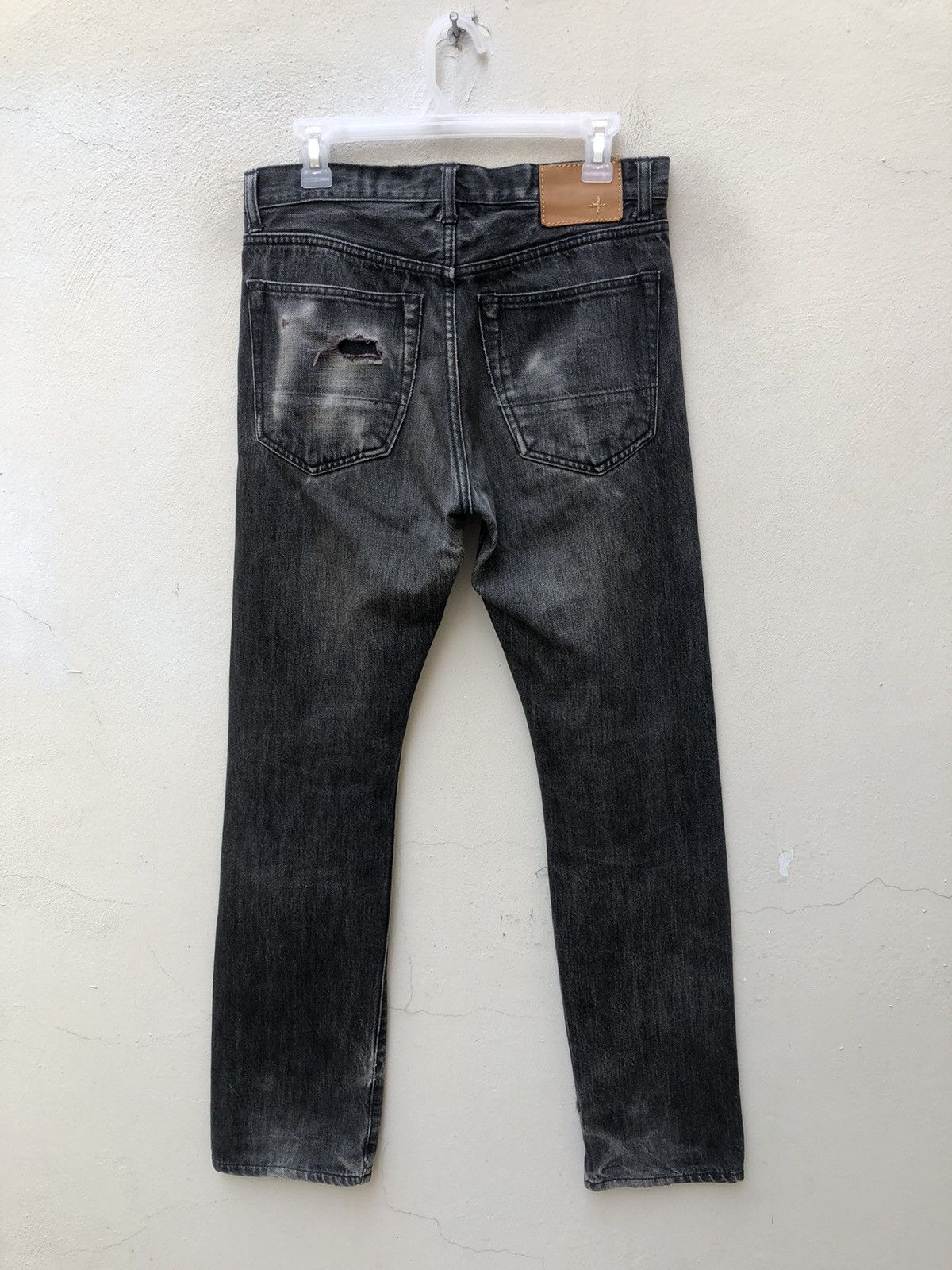 Beams Plus Beams + Japan Ripped Faded Black Denim Selvedge Jeans Size US 29 - 17 Thumbnail