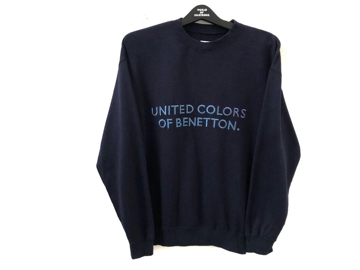 Spell Out Embroidery Navy Blue Crewneck Sweatshirt