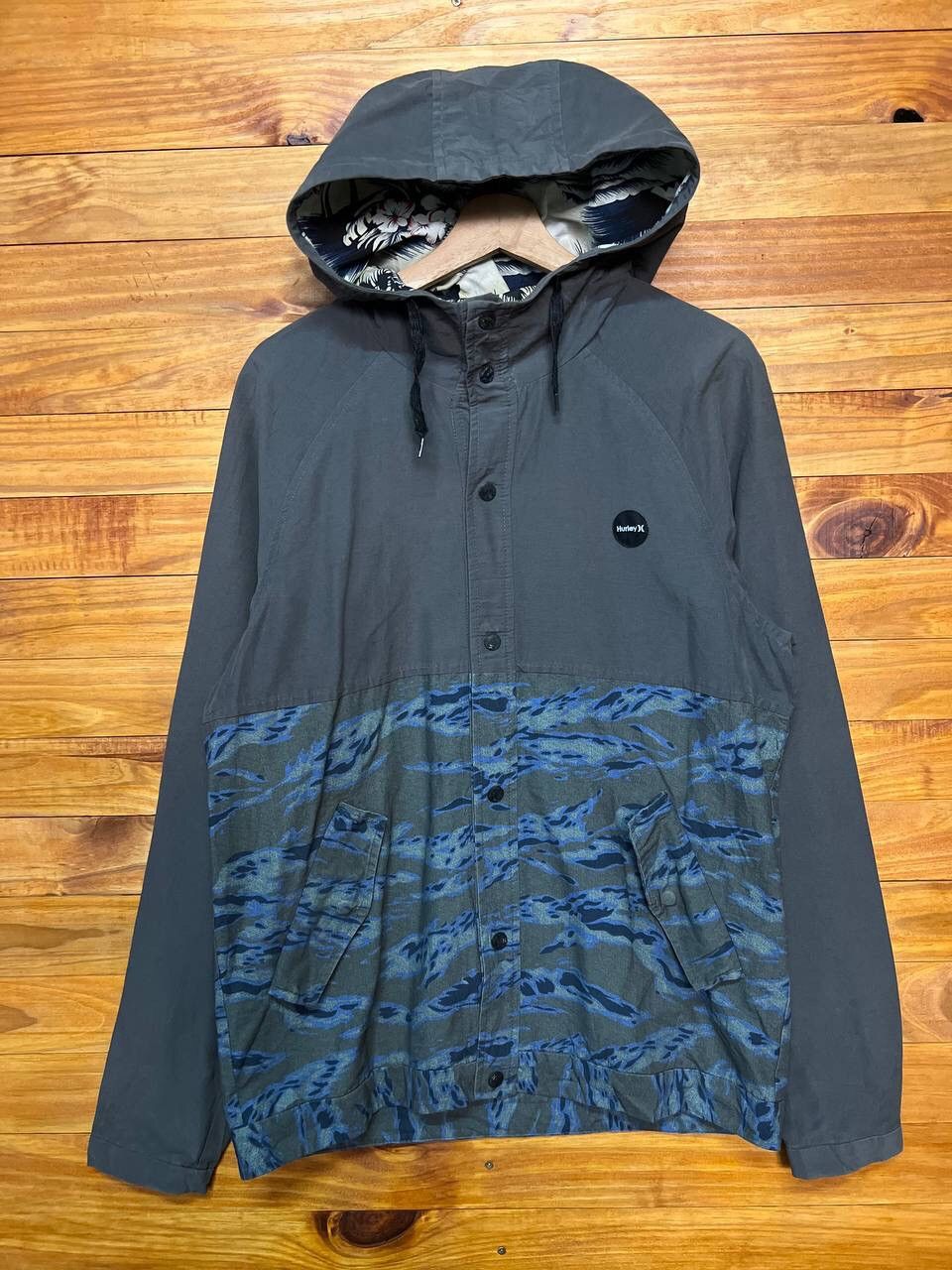 image of Hurley Camo Stripe Hoodie Jacket in Camo Grey, Men's (Size Small)