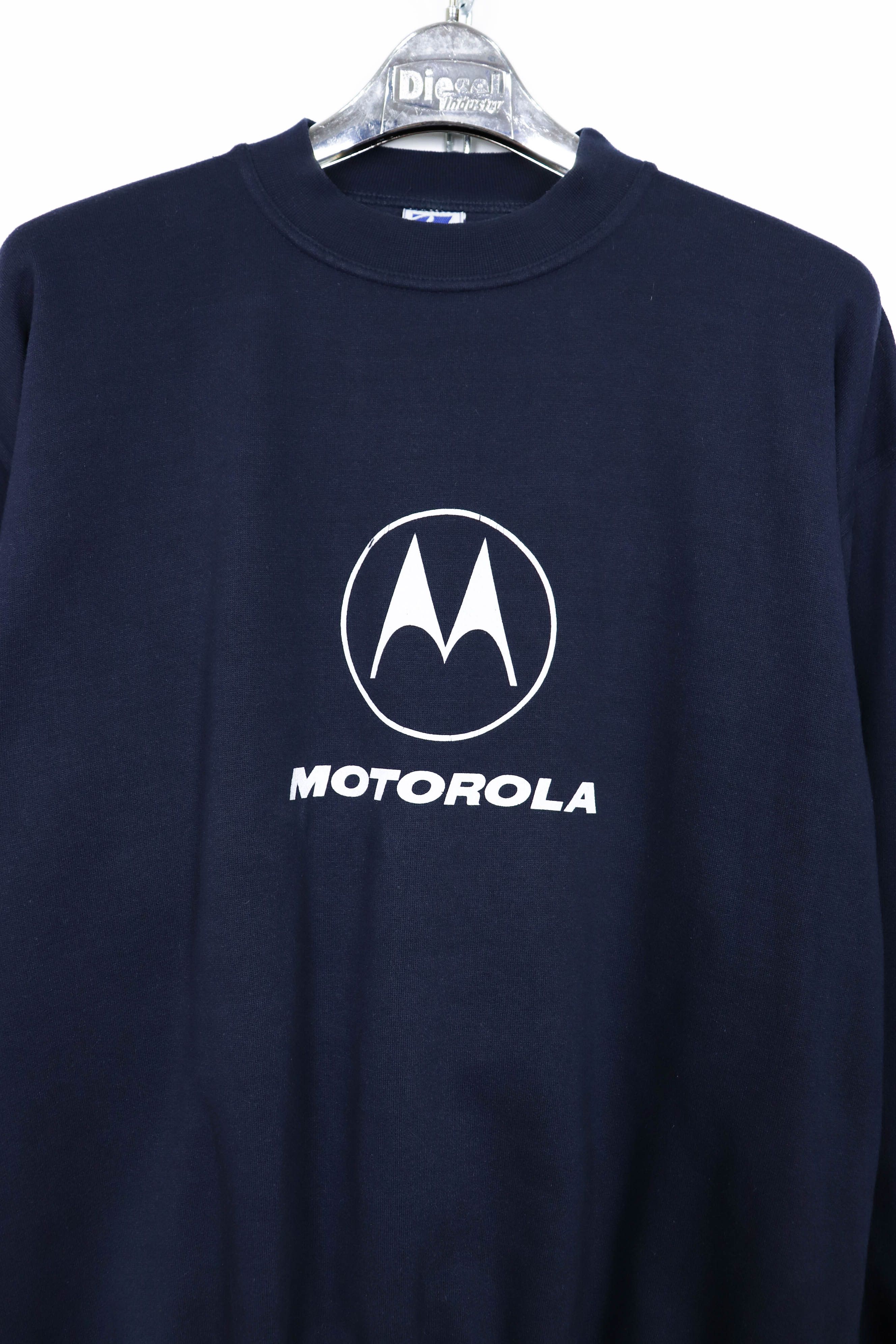 Motorola Motorola Big Logo Graphics Vintage Boxy Fit Navy Sweatshirt Size US XL / EU 56 / 4 - 3 Thumbnail