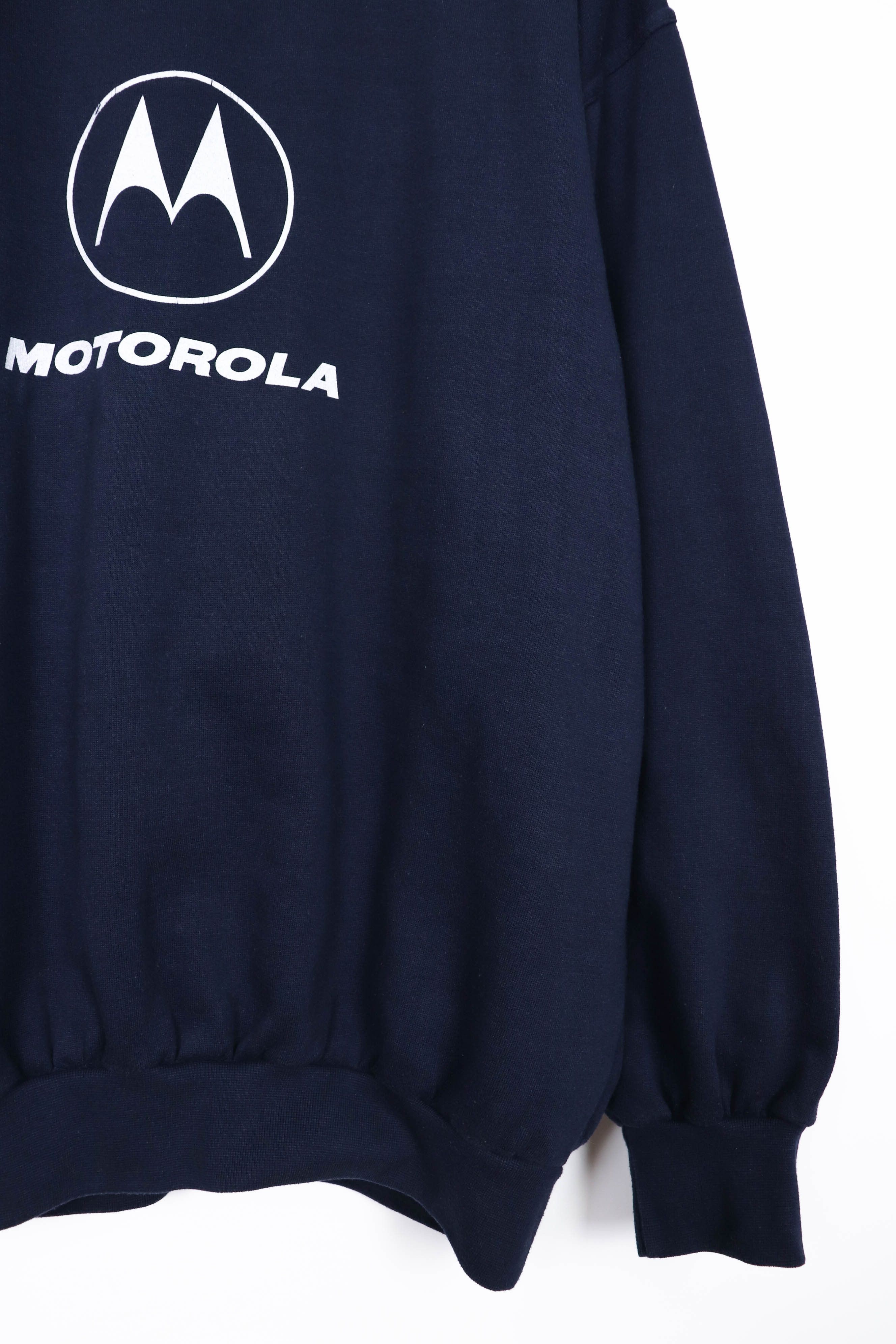 Motorola Motorola Big Logo Graphics Vintage Boxy Fit Navy Sweatshirt Size US XL / EU 56 / 4 - 6 Thumbnail