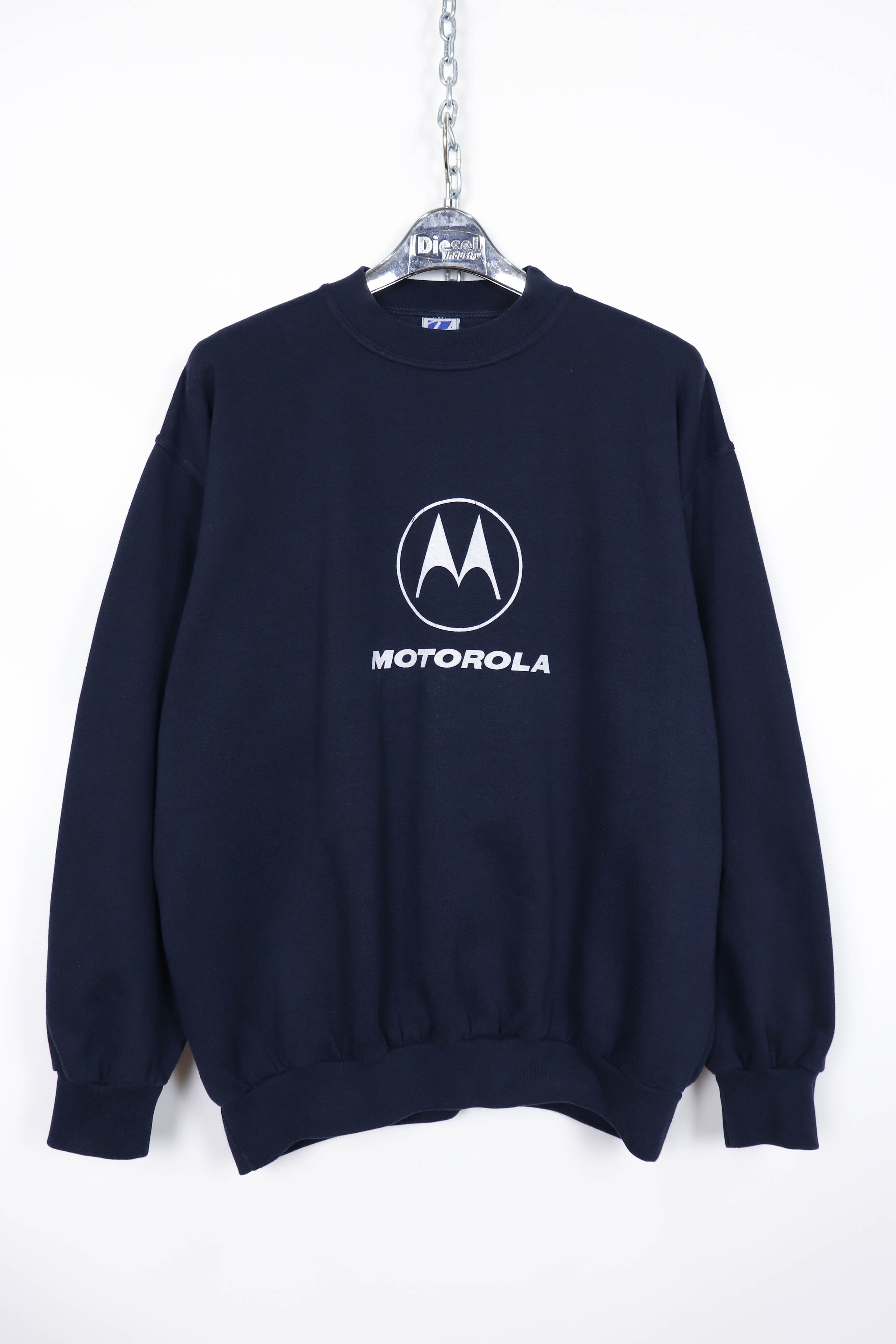 Motorola Motorola Big Logo Graphics Vintage Boxy Fit Navy Sweatshirt Size US XL / EU 56 / 4 - 1 Thumbnail