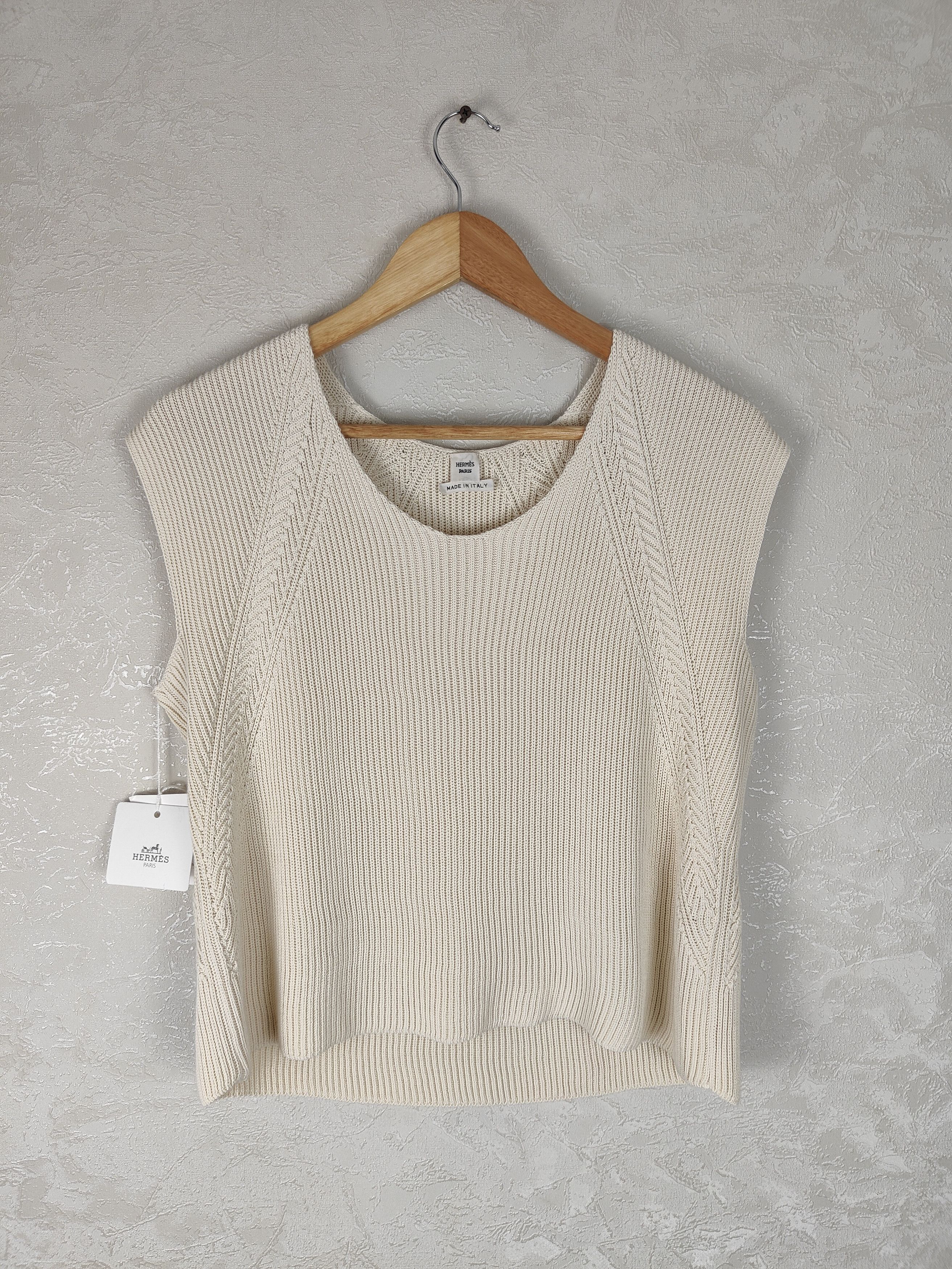 image of Hermes Paris Oversized Vest Top Sweater in Beige, Women's (Size XS)