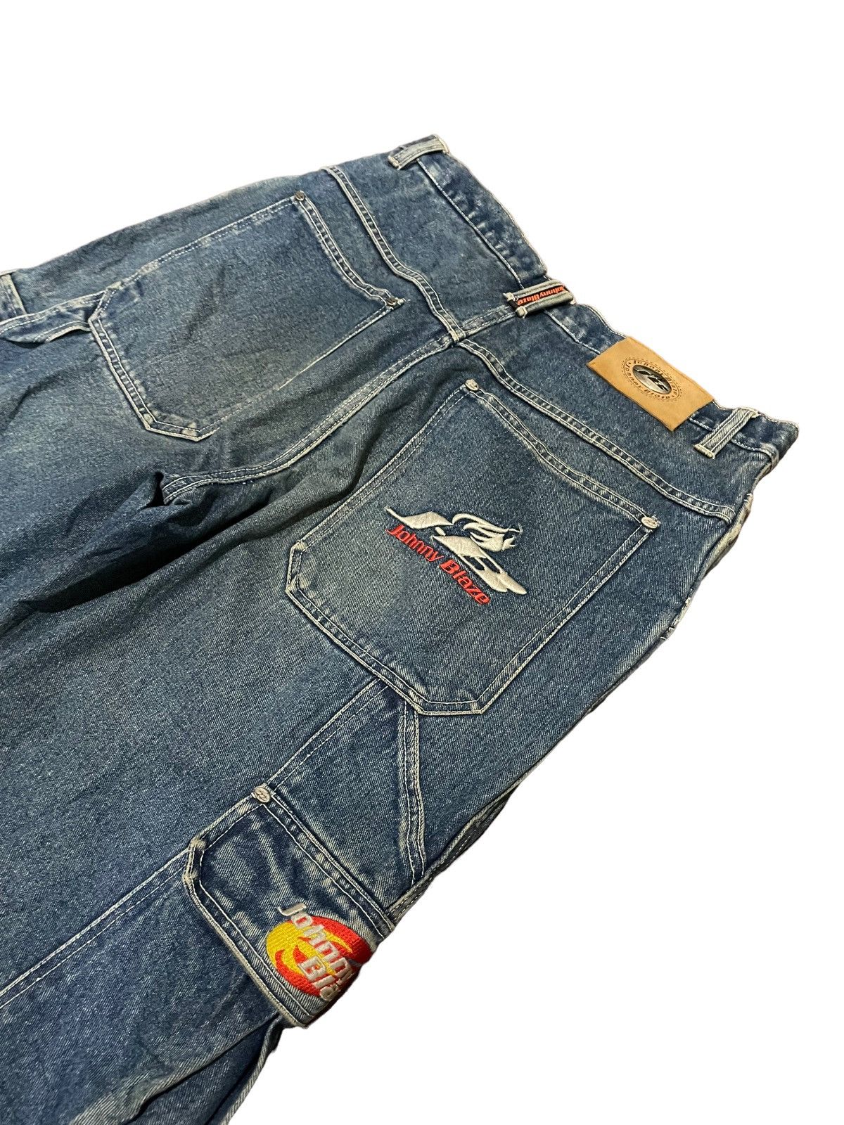 Other Rare🌟Johnny Blaze 90s Spit Fire Baggy Cargo Pocket Jeans Size US 36 / EU 52 - 21 Thumbnail