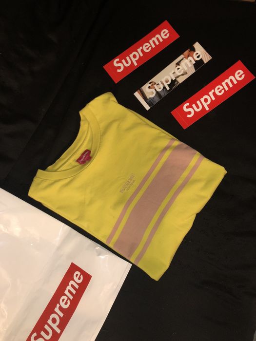 Supreme Supreme Pinstripe T Shirt Yellow L | Grailed