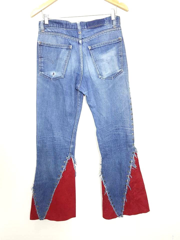 Designer × Levi's × Levi's Made & Crafted Studded Leather Trim Hem Boot Cut Denim Jeans Size US 30 / EU 46 - 2 Thumbnail