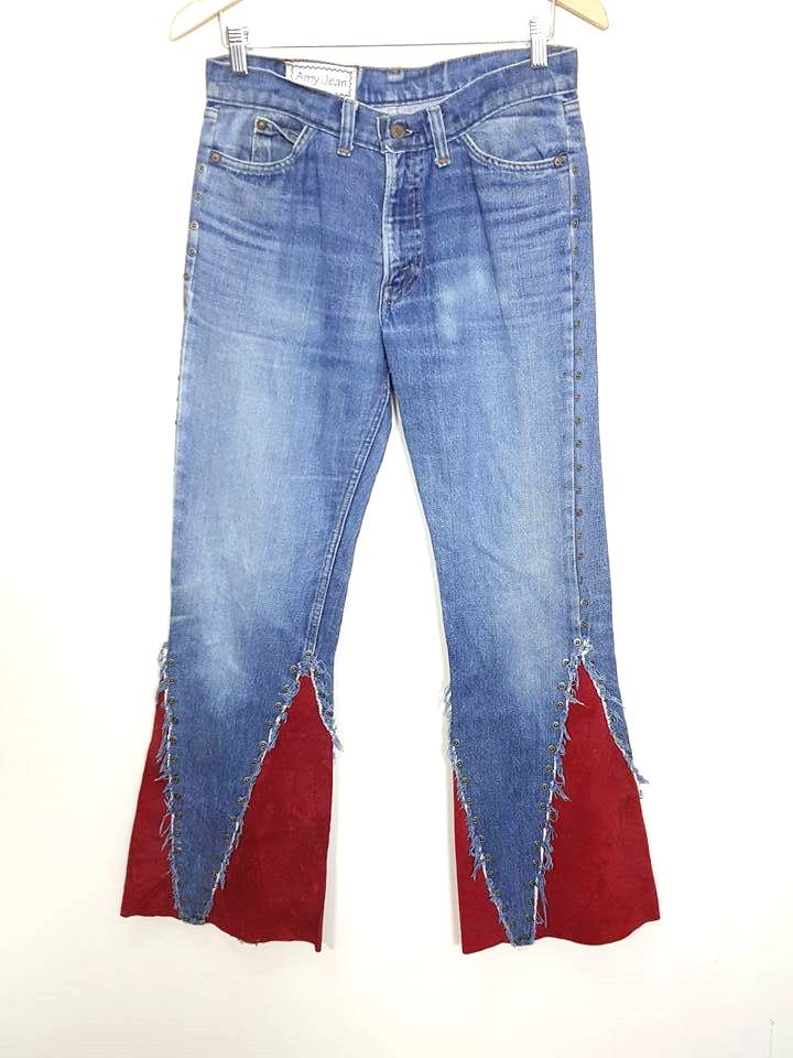 Designer × Levi's × Levi's Made & Crafted Studded Leather Trim Hem Boot Cut Denim Jeans Size US 30 / EU 46 - 1 Thumbnail