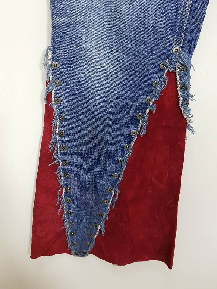 Designer × Levi's × Levi's Made & Crafted Studded Leather Trim Hem Boot Cut Denim Jeans Size US 30 / EU 46 - 13 Thumbnail