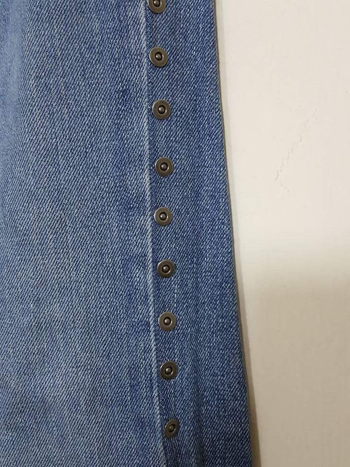 Designer × Levi's × Levi's Made & Crafted Studded Leather Trim Hem Boot Cut Denim Jeans Size US 30 / EU 46 - 12 Thumbnail