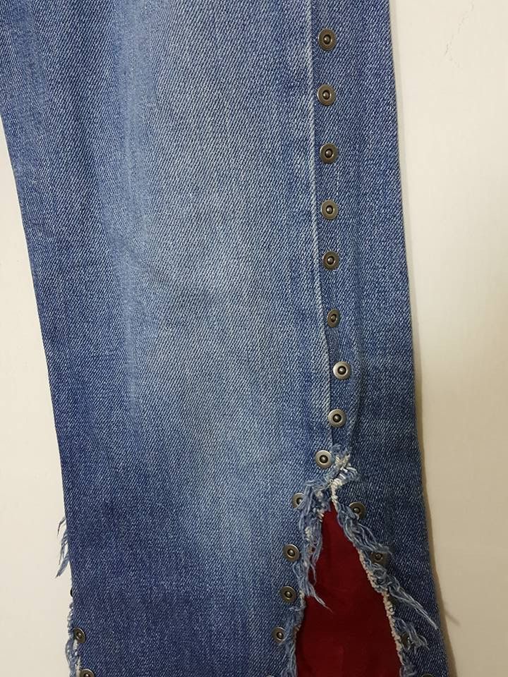 Designer × Levi's × Levi's Made & Crafted Studded Leather Trim Hem Boot Cut Denim Jeans Size US 30 / EU 46 - 14 Thumbnail