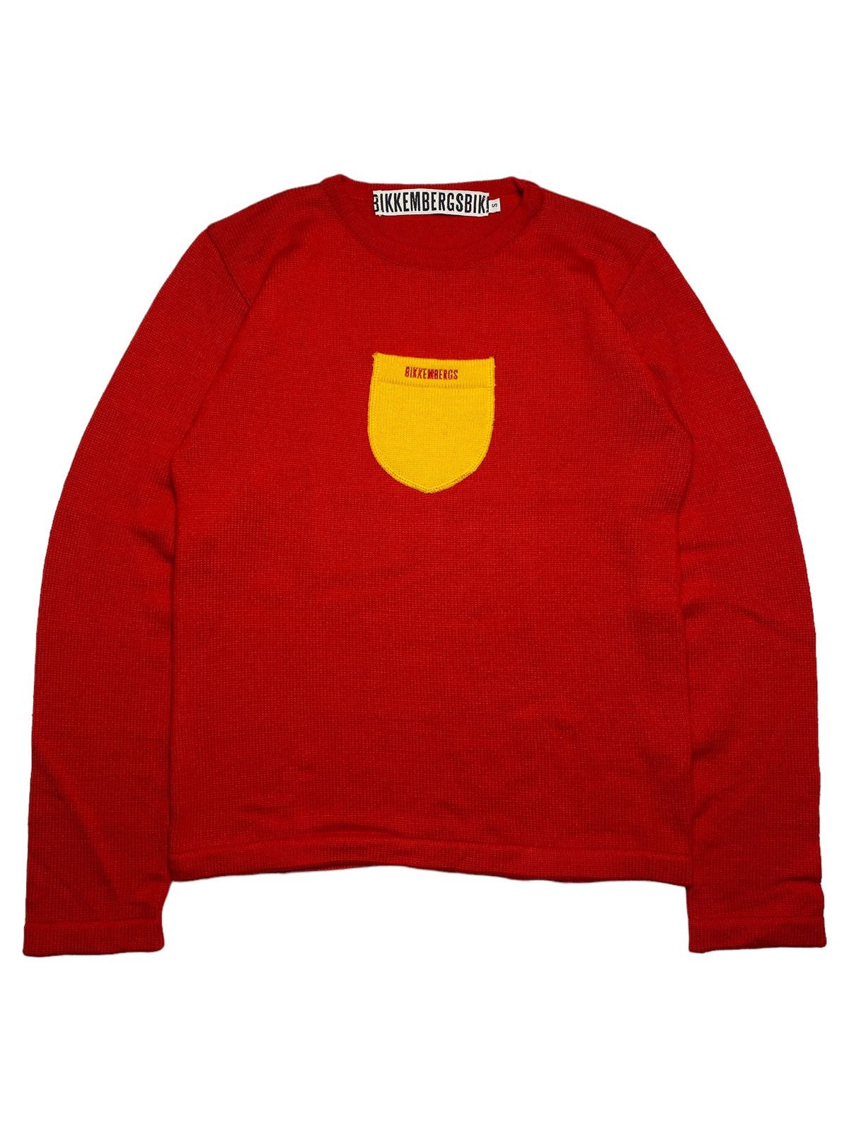 image of 1990S Dirk Bikkembergs - Center Mini Pocket Knitted Sweater in Red, Men's (Size Small)